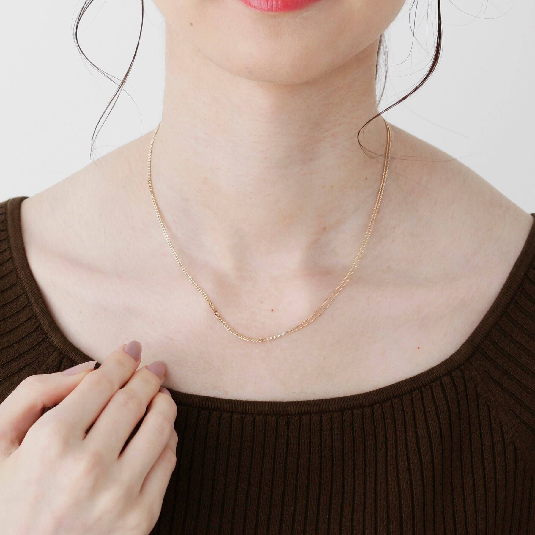 COCOSHNIK「K10キヘイチェーン アシンメトリー ネックレス」|ネックレス|