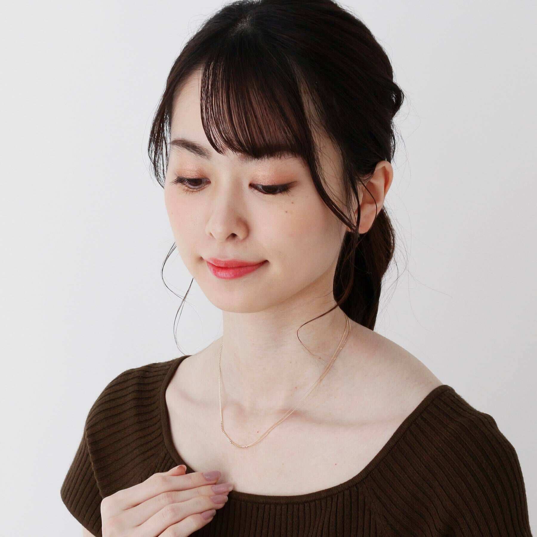 COCOSHNIK「K10キヘイチェーン アシンメトリー ネックレス」|ネックレス|