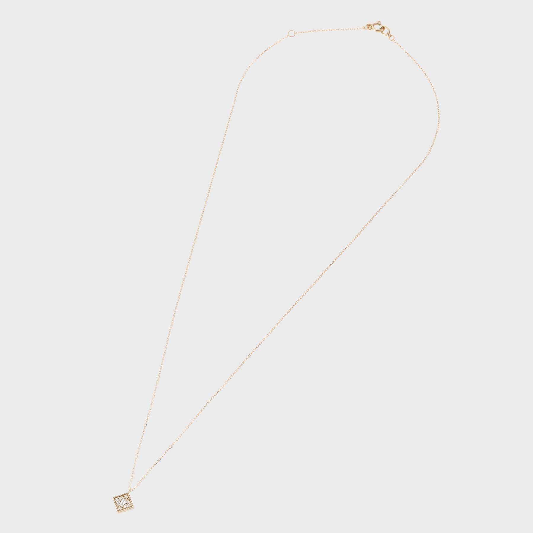 COCOSHNIK「K10ダイヤモンド バゲットカット1石パヴェ スクエアネックレス」|ネックレス|