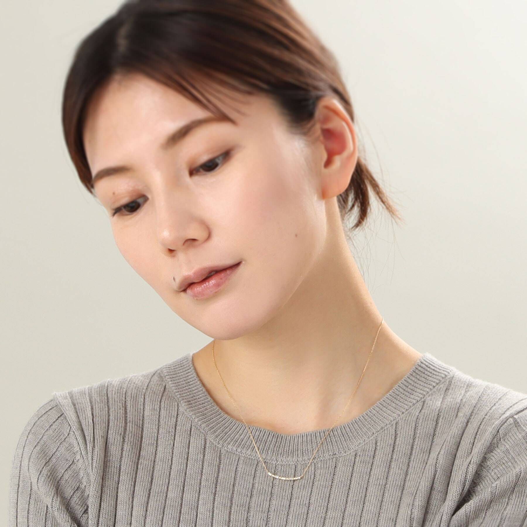 COCOSHNIK「K18ダイヤモンド バゲットカット アーチネックレス」|ネックレス|