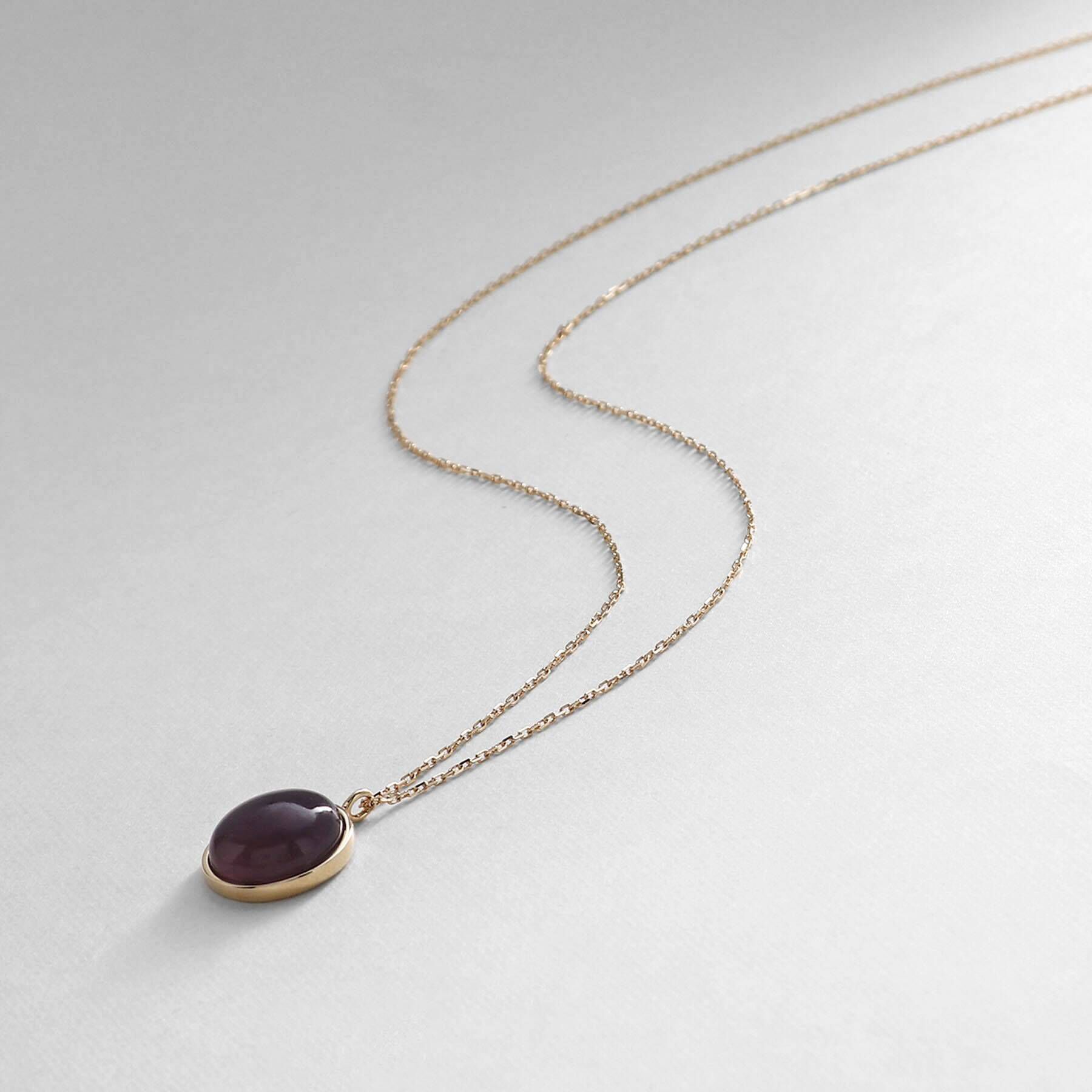 COCOSHNIK「K10パープルカルセドニー オーバルカボション ネックレス」|ネックレス|