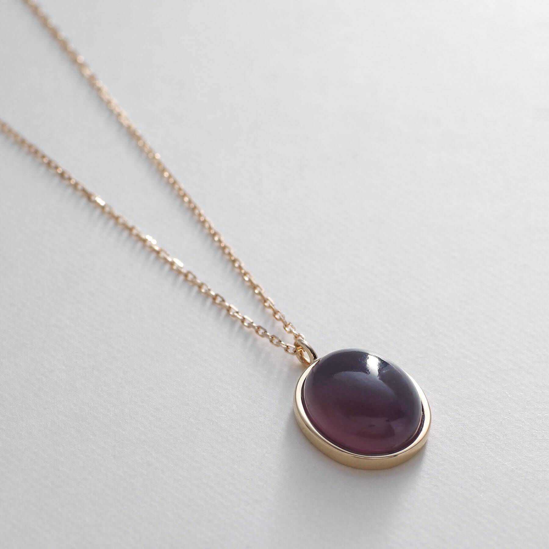 COCOSHNIK「K10パープルカルセドニー オーバルカボション ネックレス」|ネックレス|