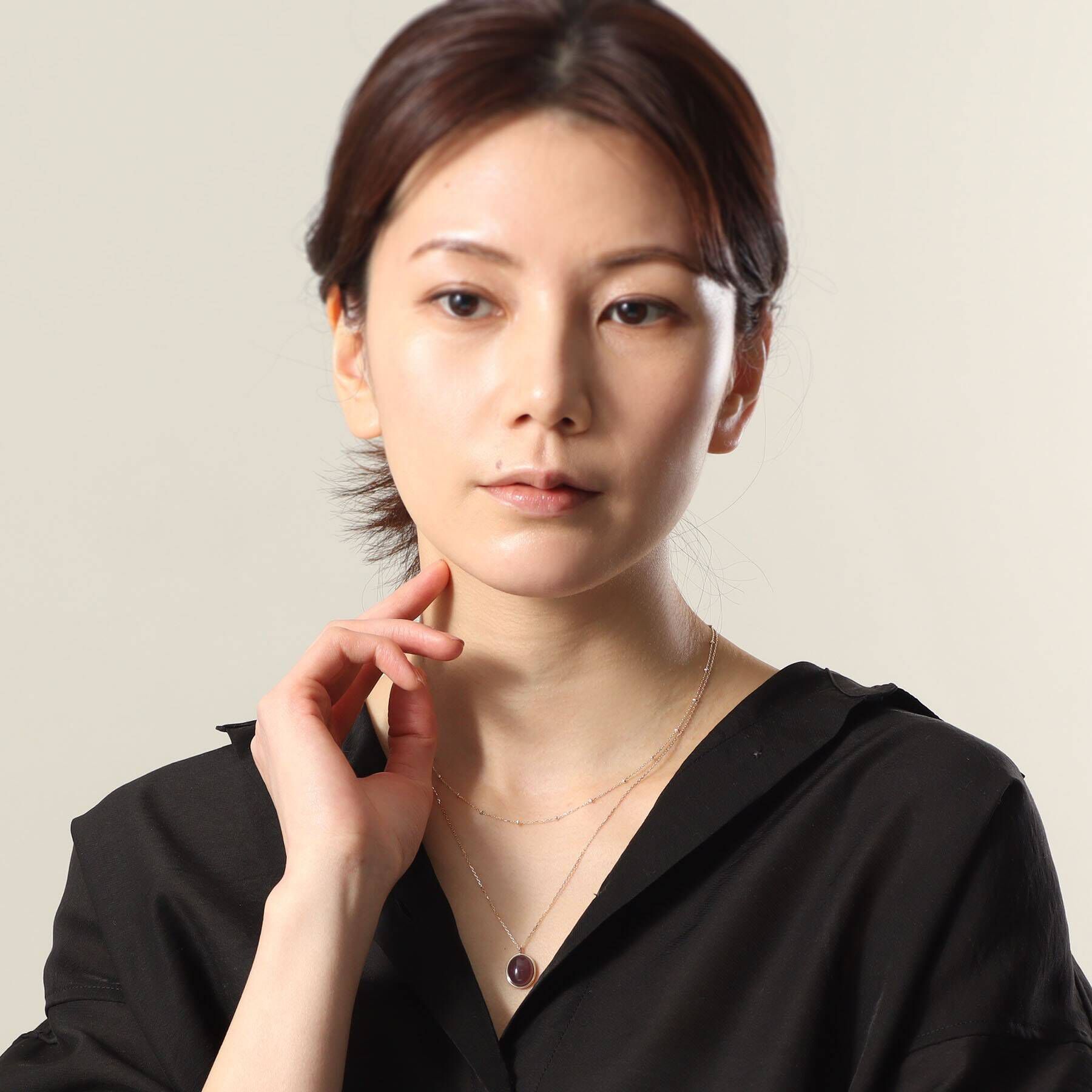 COCOSHNIK「K10パープルカルセドニー オーバルカボション ネックレス」|ネックレス|