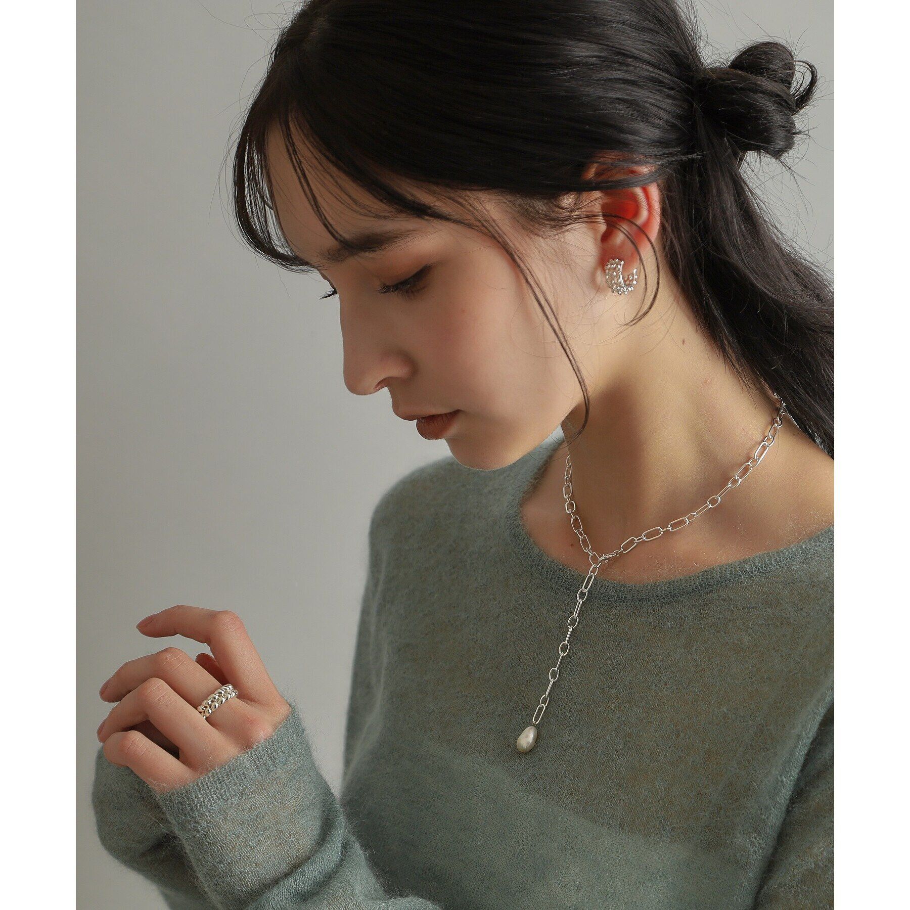 COCOSHNIK ONKITSCH「シルバー ニッティングモチーフ エタニティリングS」|リング|