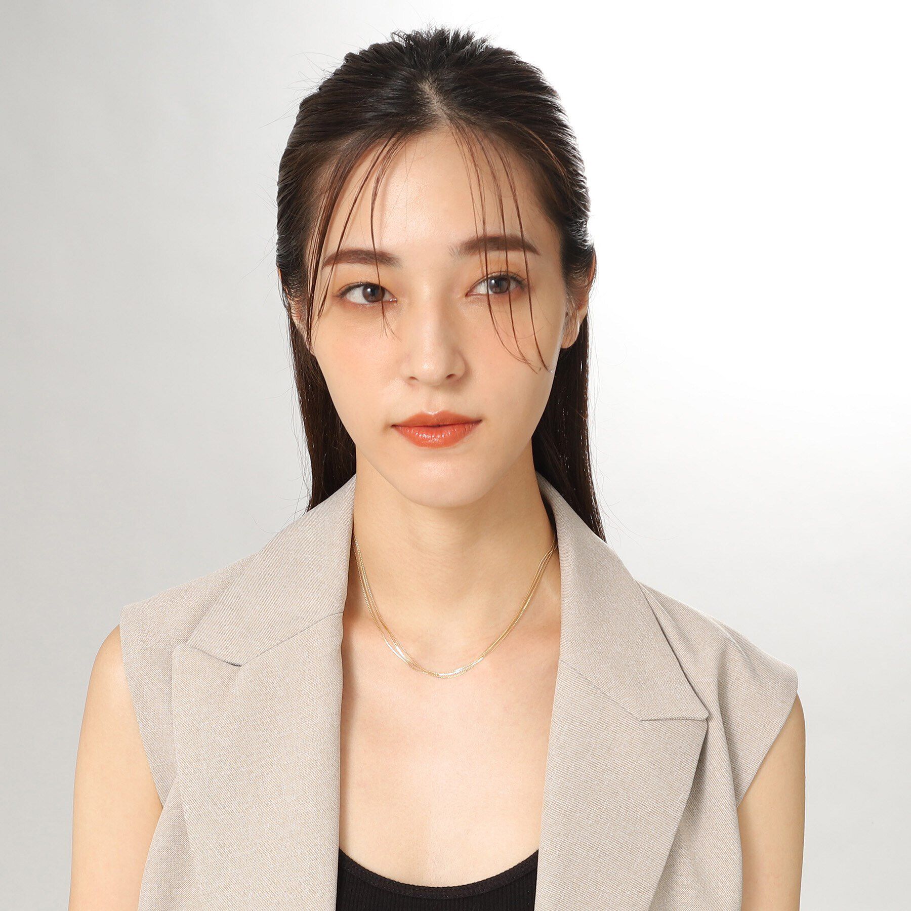 COCOSHNIK「K10ベネチアンフラット3連 ネックレス」|ネックレス|