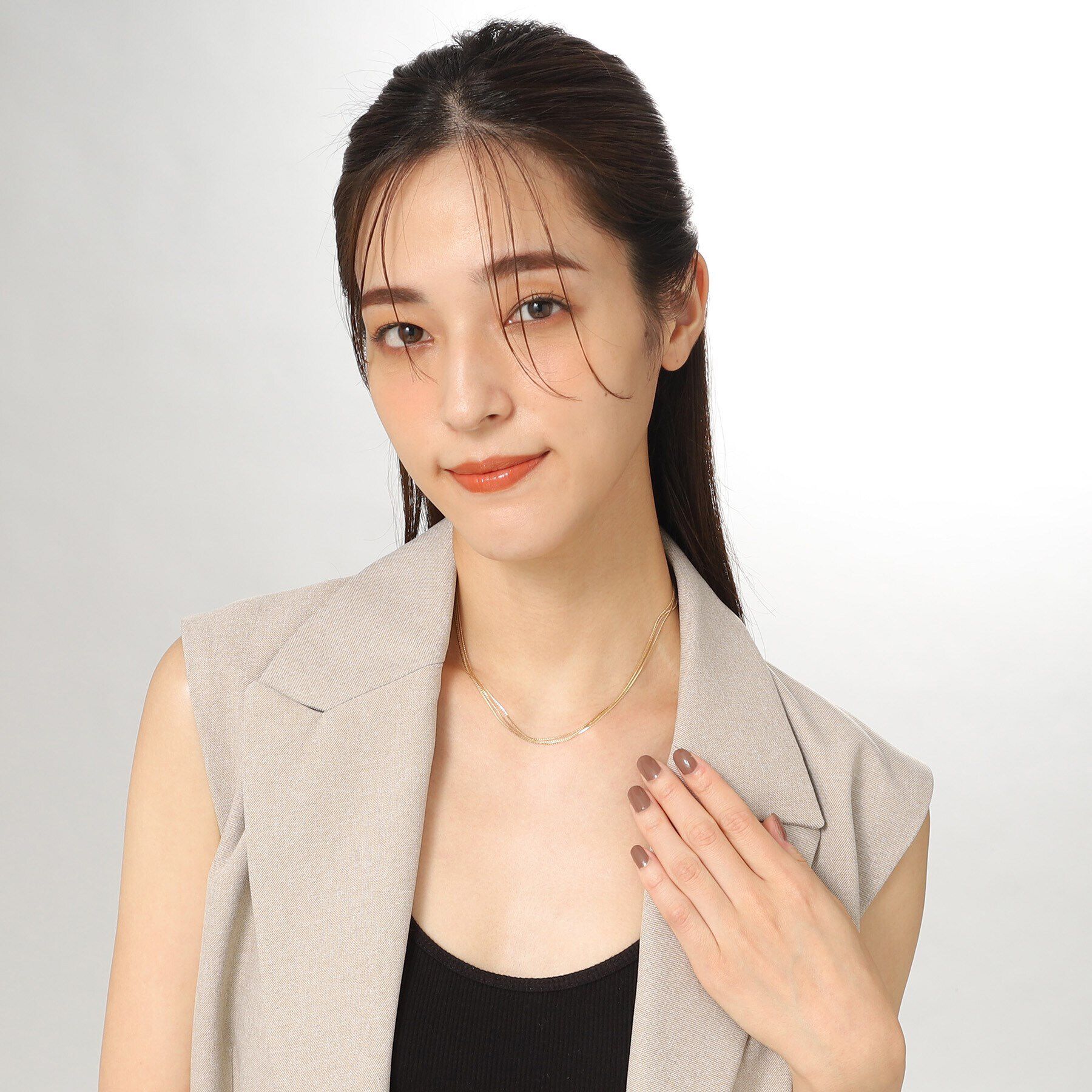 COCOSHNIK「K10ベネチアンフラット3連 ネックレス」|ネックレス|