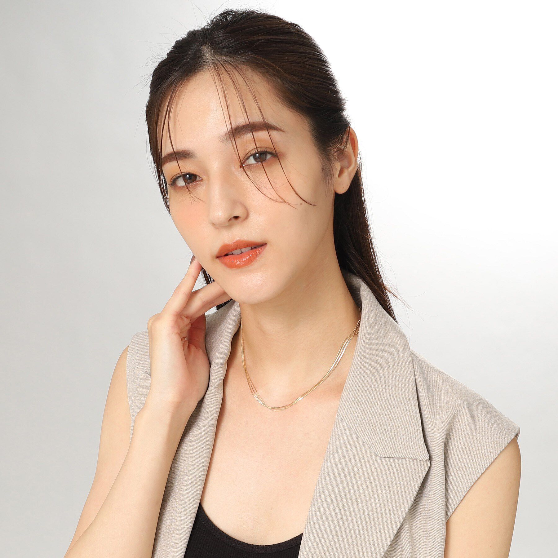 COCOSHNIK「K10ベネチアンフラット3連 ネックレス」|ネックレス|