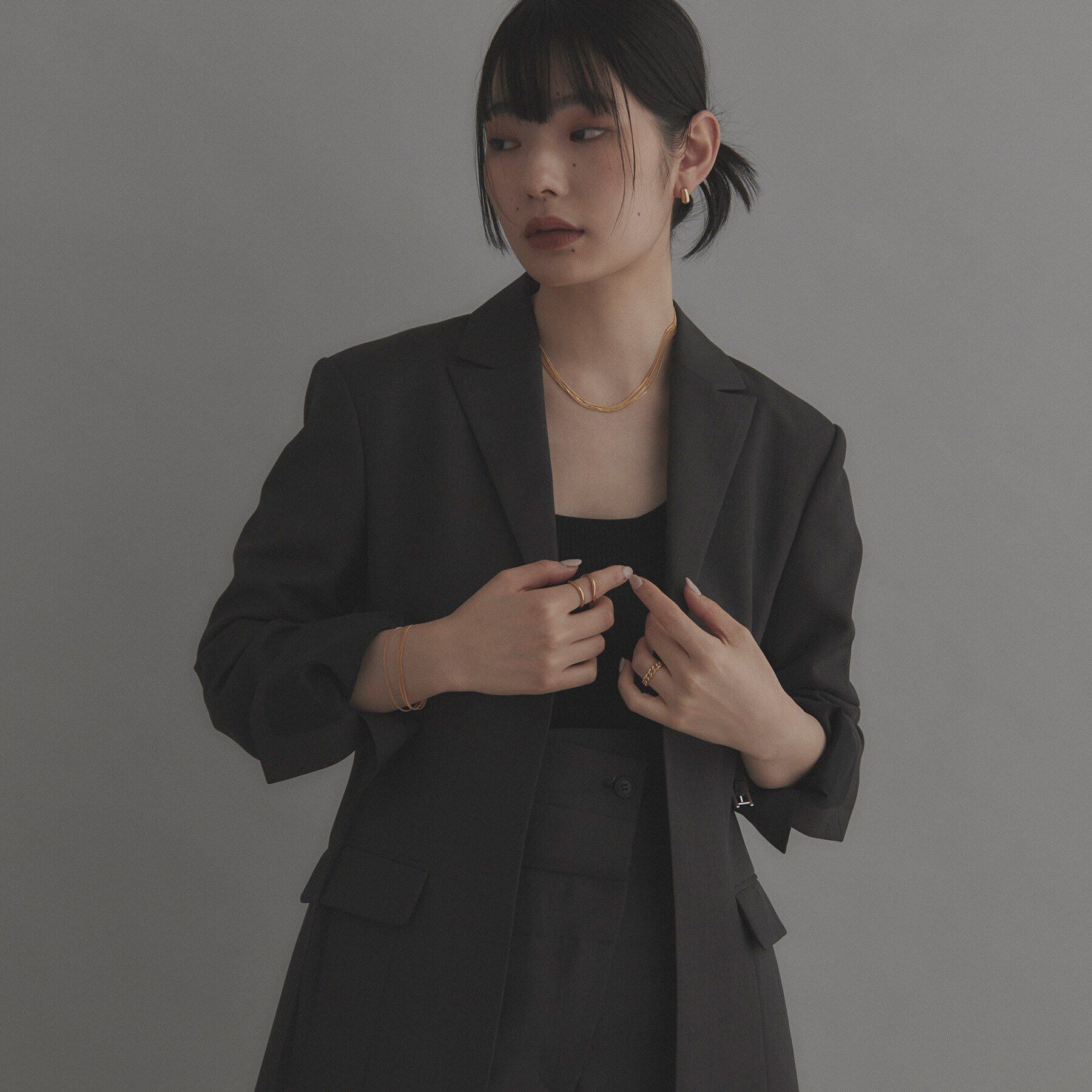 COCOSHNIK ONKITSCH「シルバー カーブチェーン レイヤード ネックレス GP」|ネックレス|