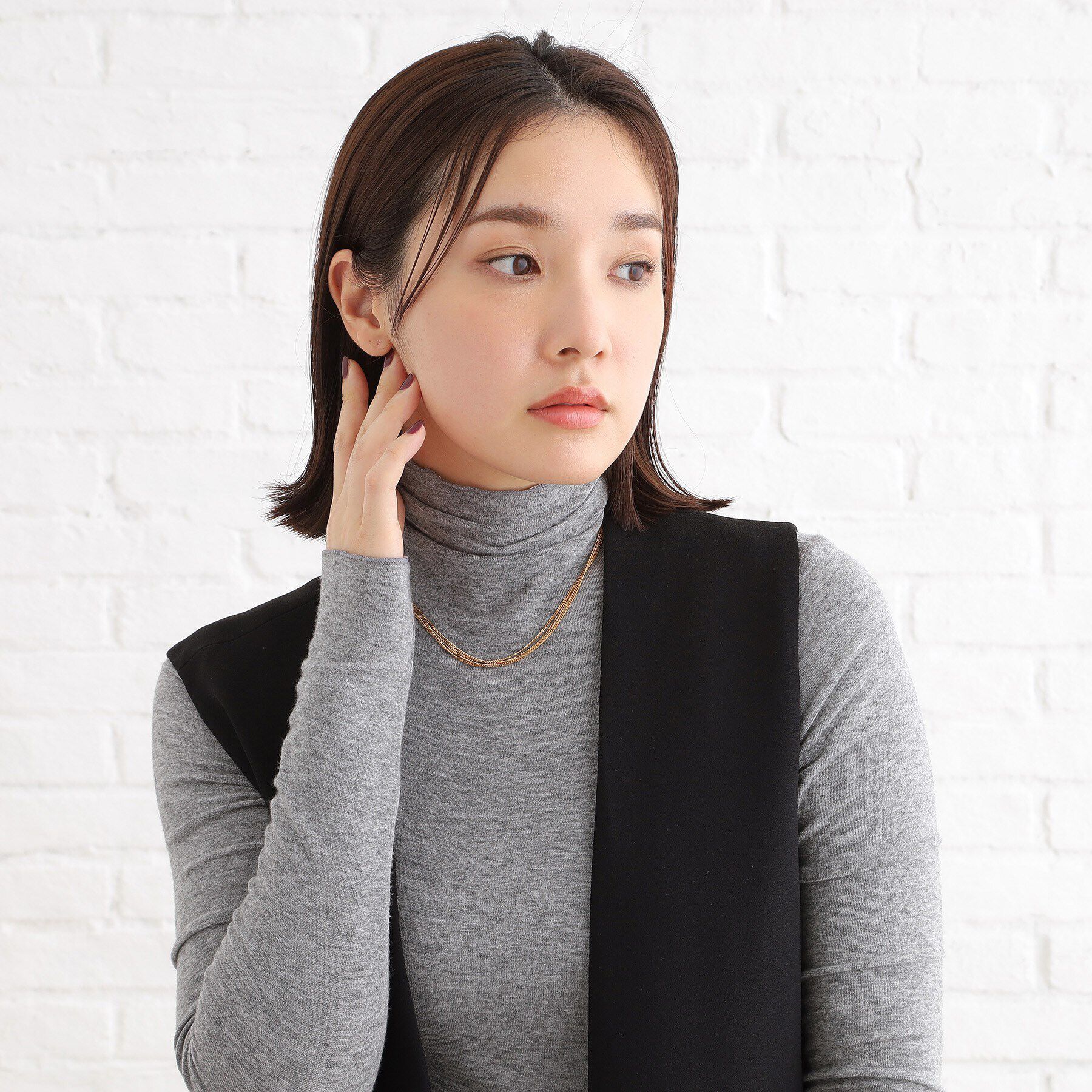 COCOSHNIK ONKITSCH「シルバー カーブチェーン レイヤード ネックレス GP」|ネックレス|