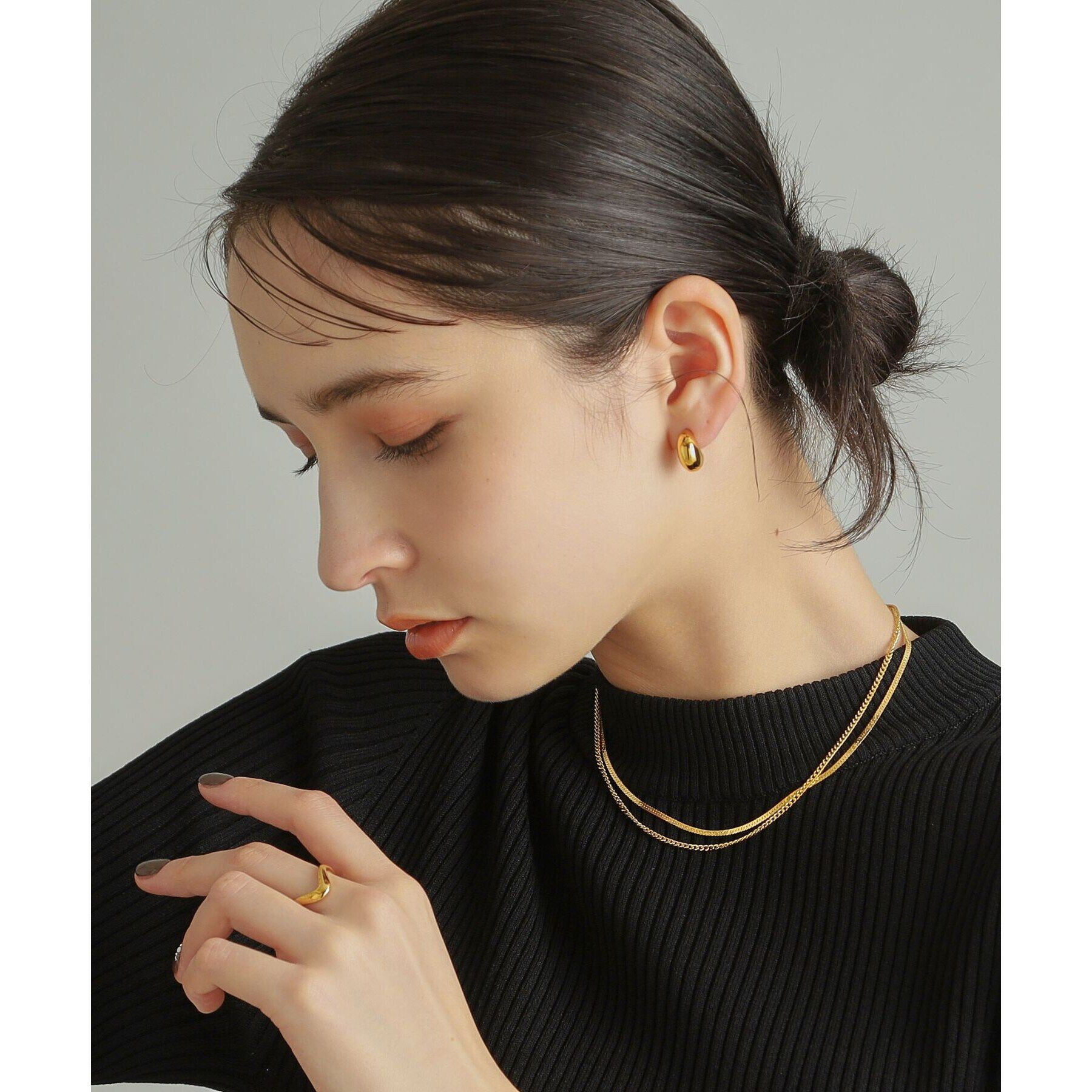 COCOSHNIK ONKITSCH「シルバー ホロウフープピアス ペアシェイプS GP」|ピアス|