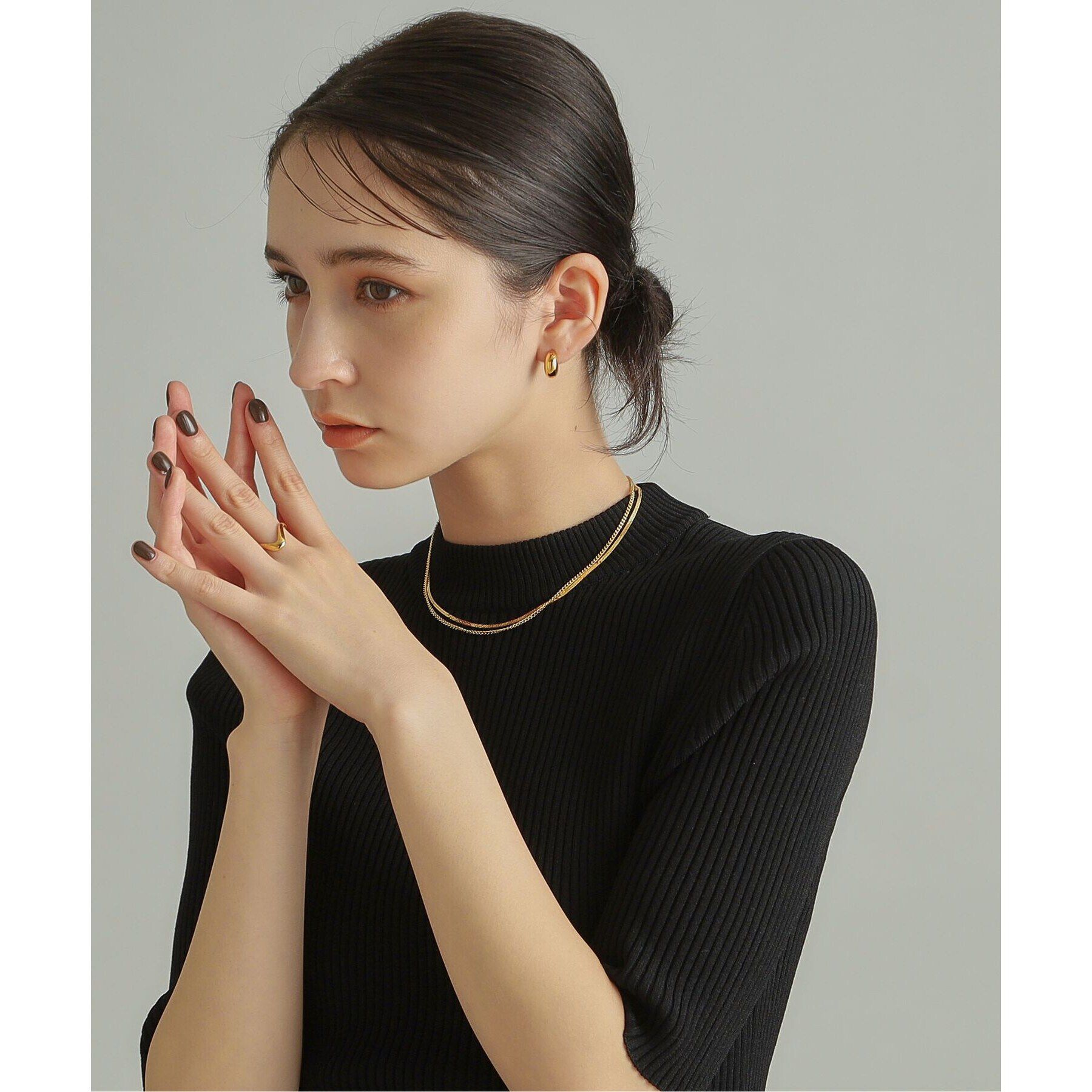 COCOSHNIK ONKITSCH「シルバー ホロウフープピアス ペアシェイプS GP」|ピアス|