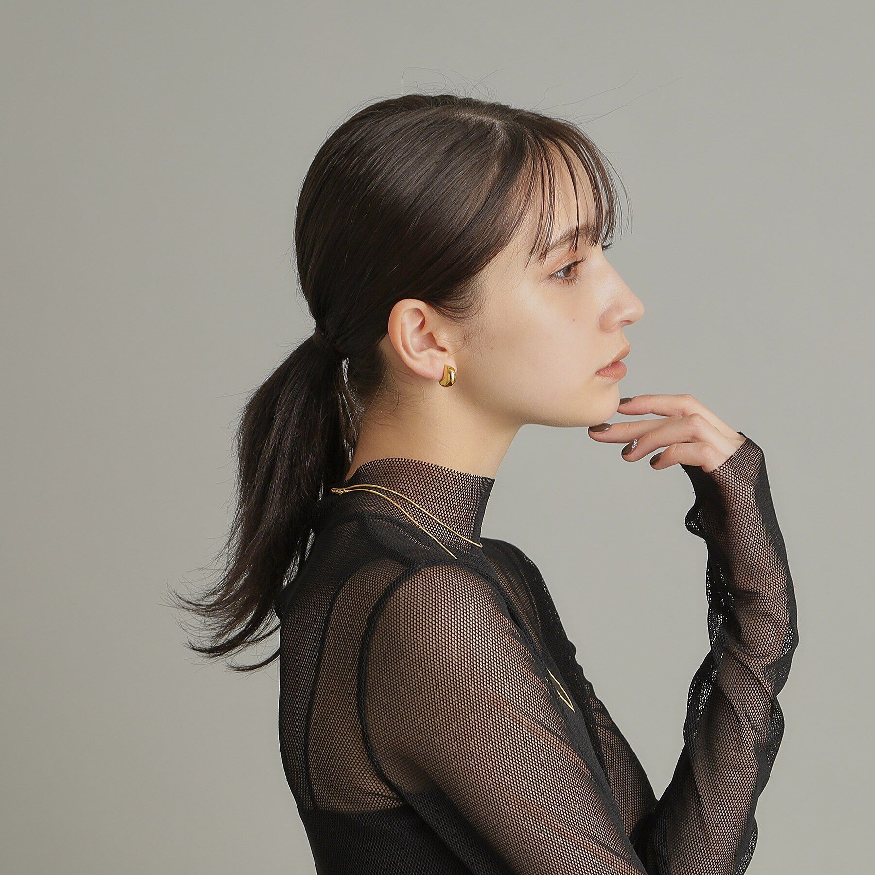 COCOSHNIK ONKITSCH「シルバー ホロウフープピアス ペアシェイプS GP」|ピアス|