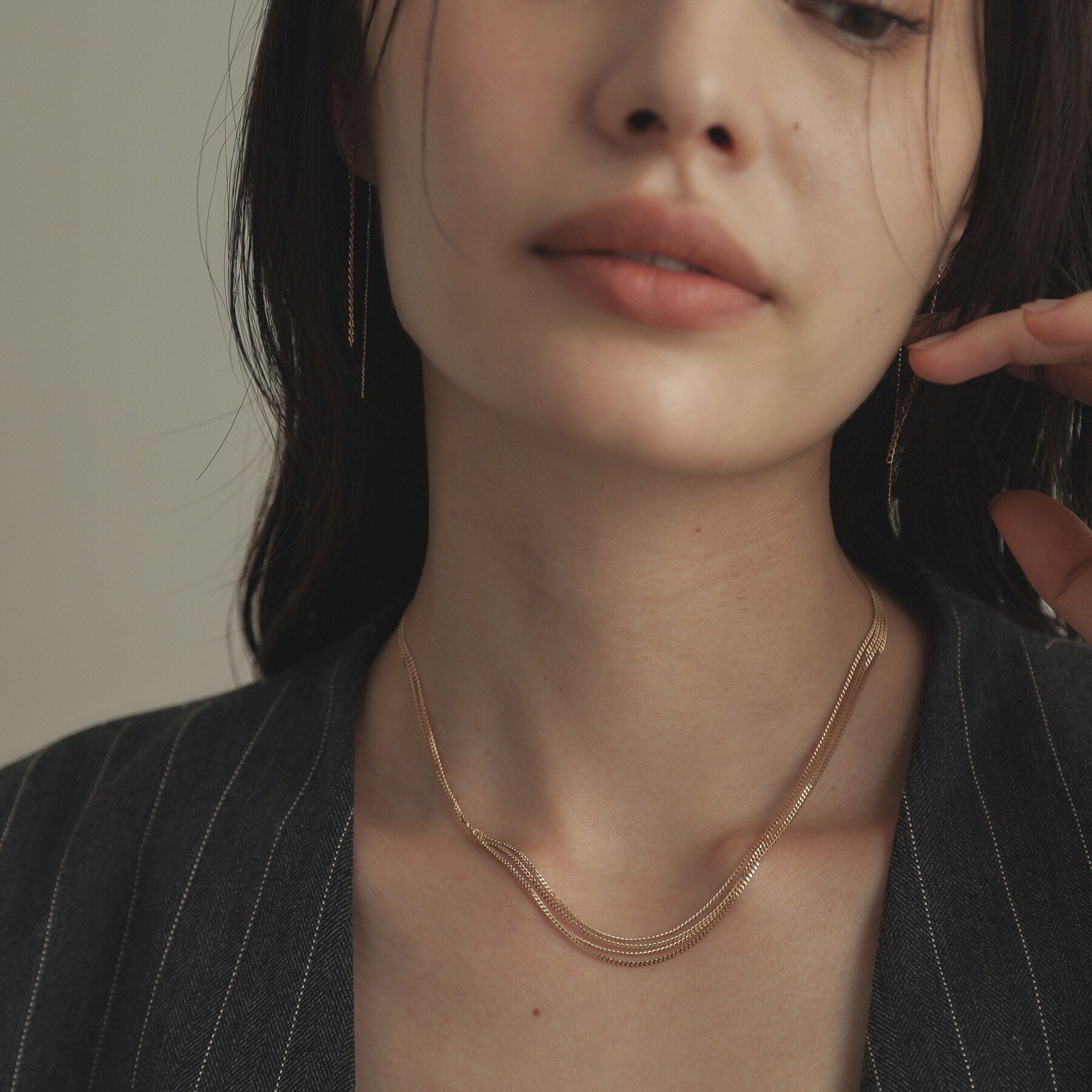 COCOSHNIK「K10キヘイアシンメトリードレープ ネックレス」|ネックレス|