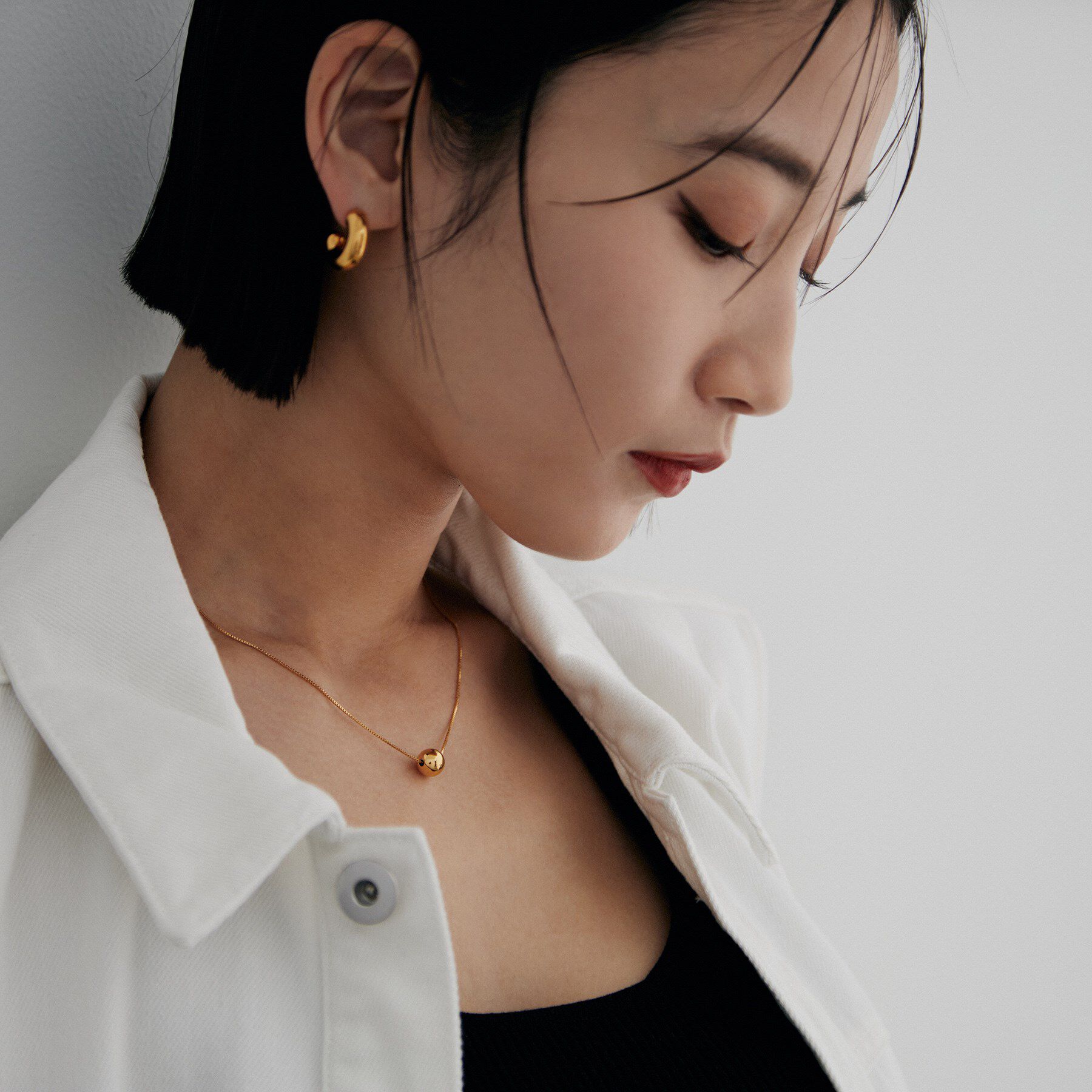 COCOSHNIK ONKITSCH「シルバー ホロウボール ネックレスS GP」|ネックレス|