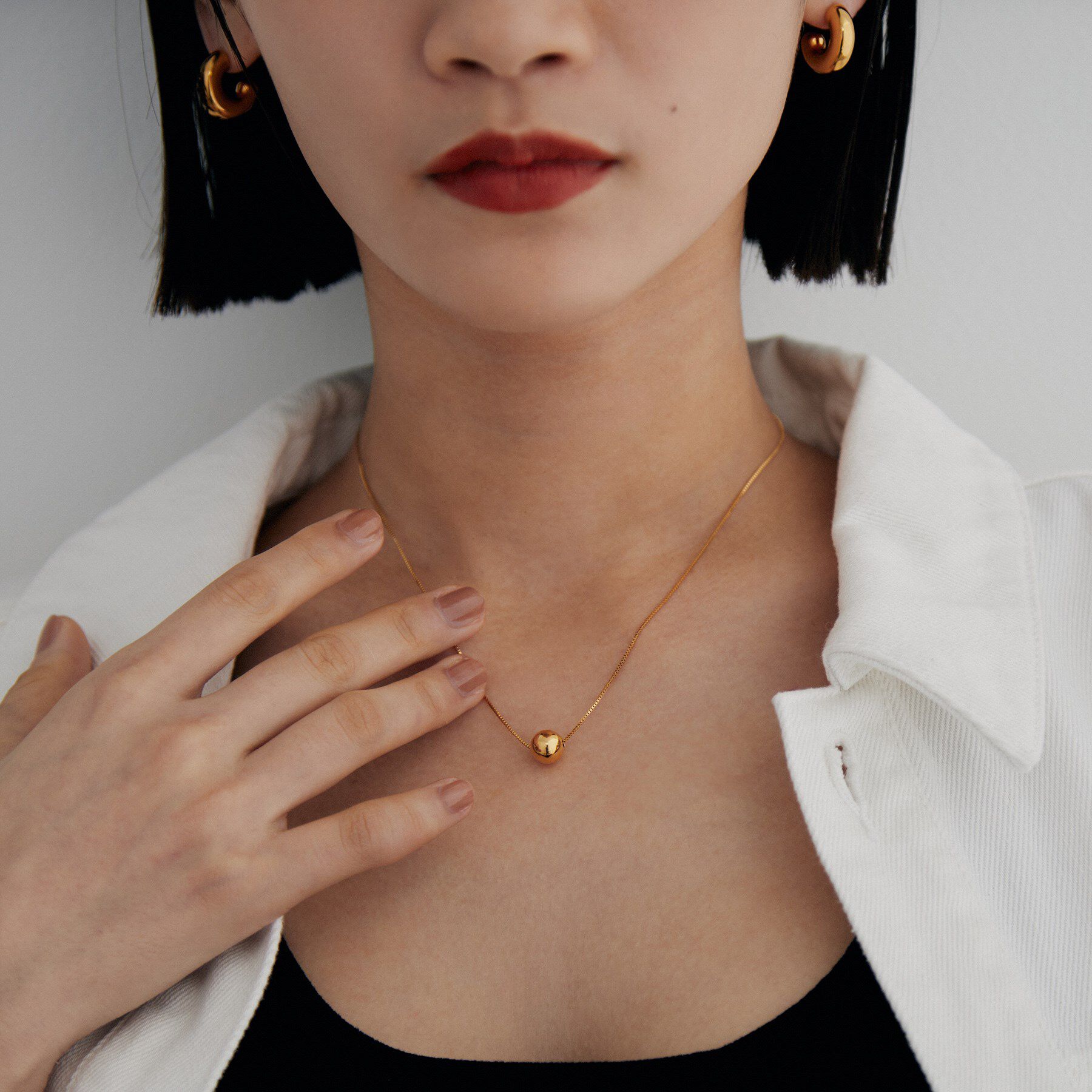 COCOSHNIK ONKITSCH「シルバー ホロウボール ネックレスS GP」|ネックレス|