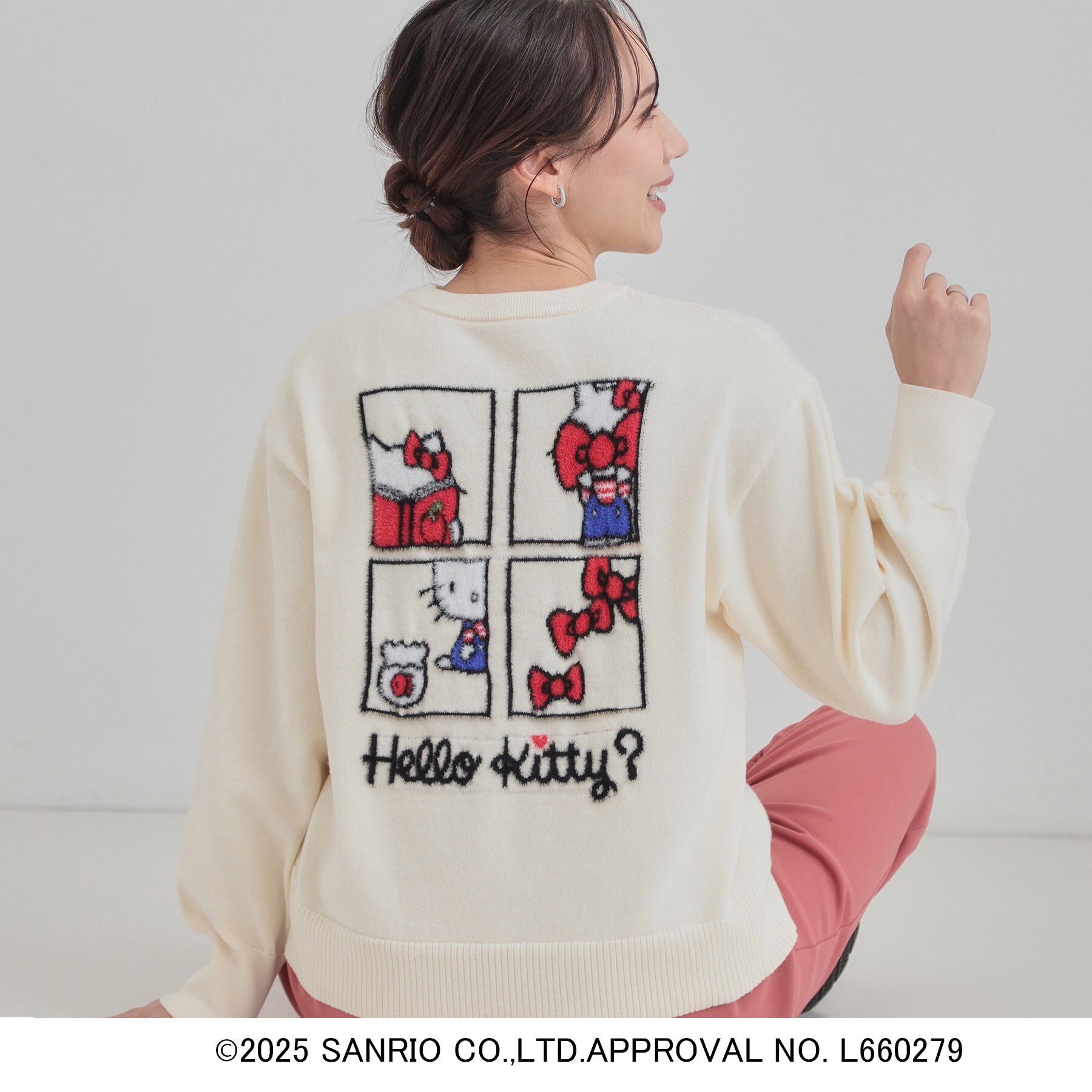 SHOO･LA･RUE「【HELLO KITTY コラボ】春まで着れる スウェットライクニット」|ニット・セーター|オフホワイト(203