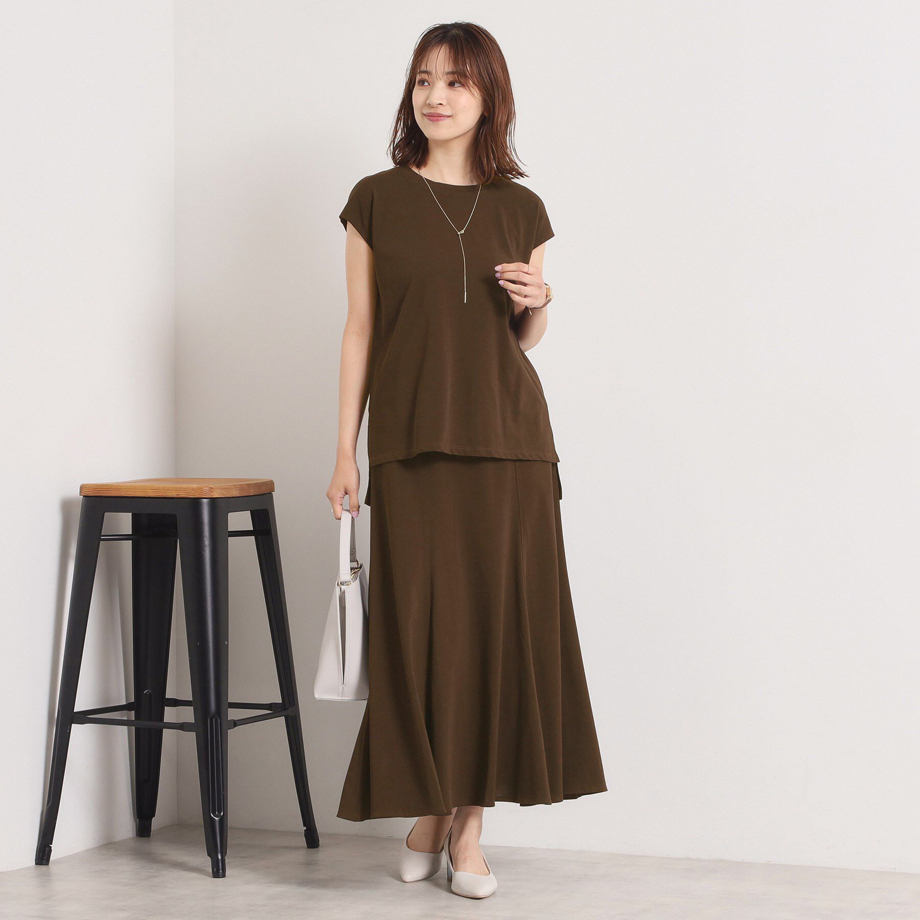 ITS&rsquo;DEMO「【洗濯機OK／ウエストゴム】製品染め風ジャージーセットアップ」|スーツ|ブラウン(044)