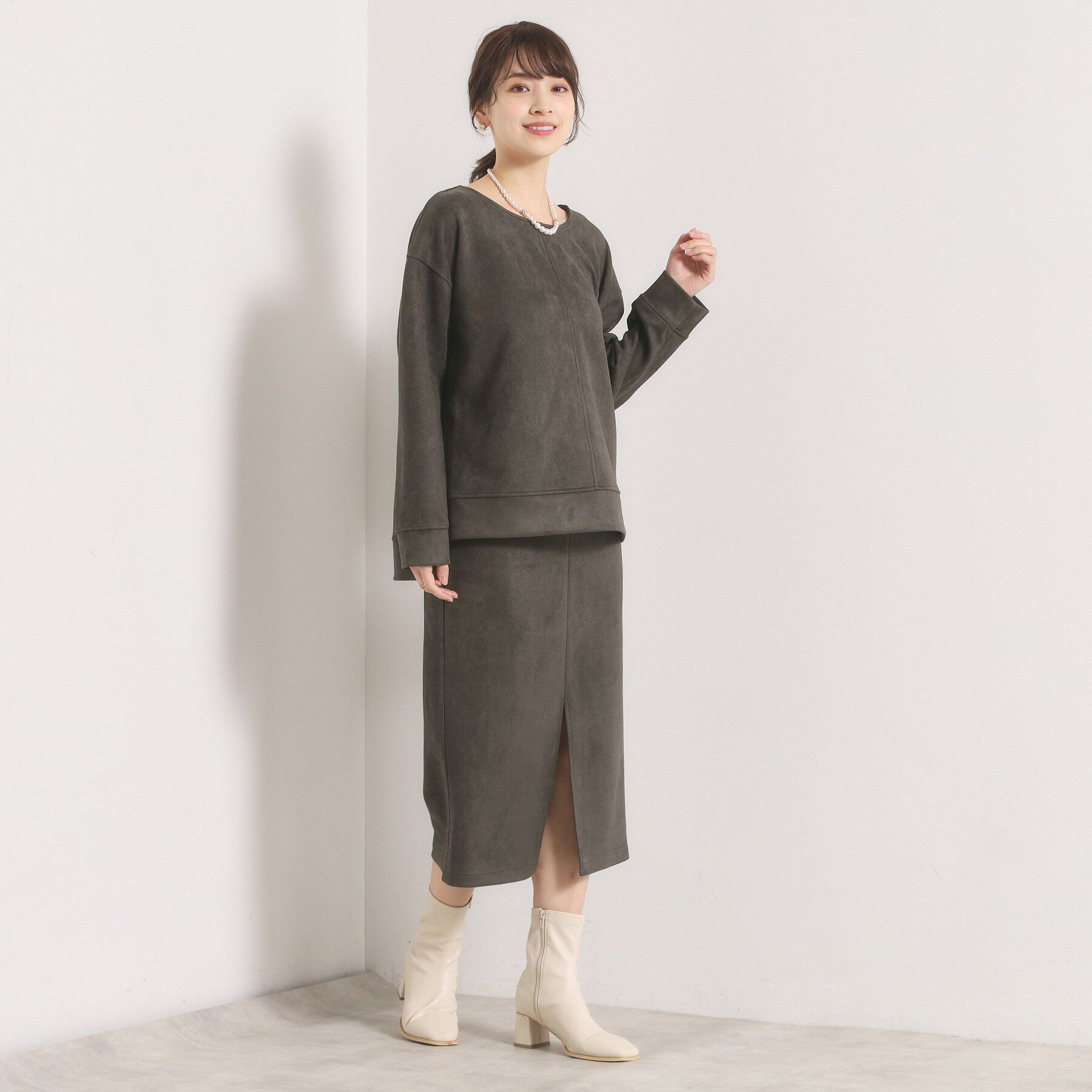 ITS&rsquo;DEMO「【セットアップ可／手洗い可】カットスエードスカート」|スカート|