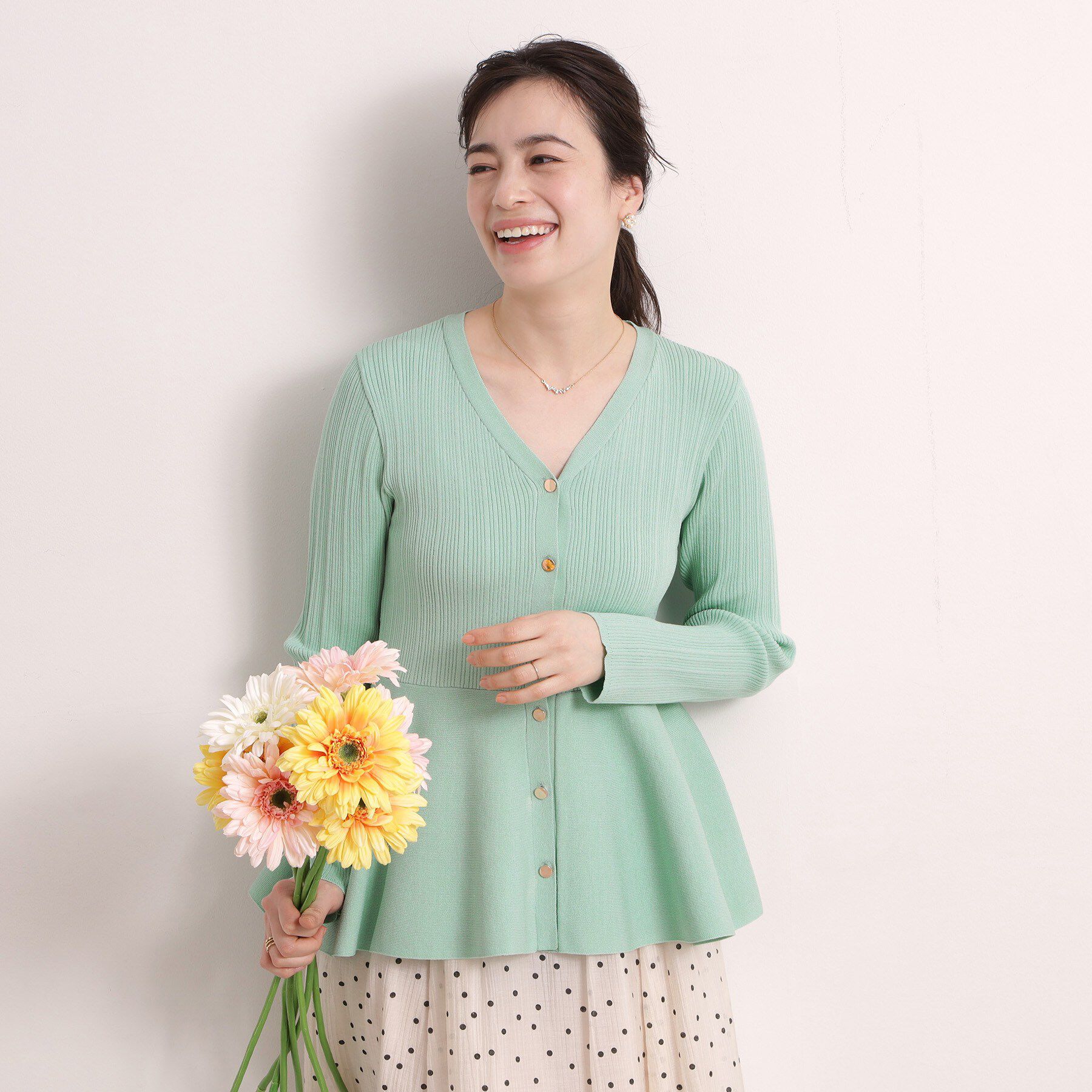 ITS&rsquo;DEMO「【手洗い可】前開きペプラムニット」|ニット・セーター|