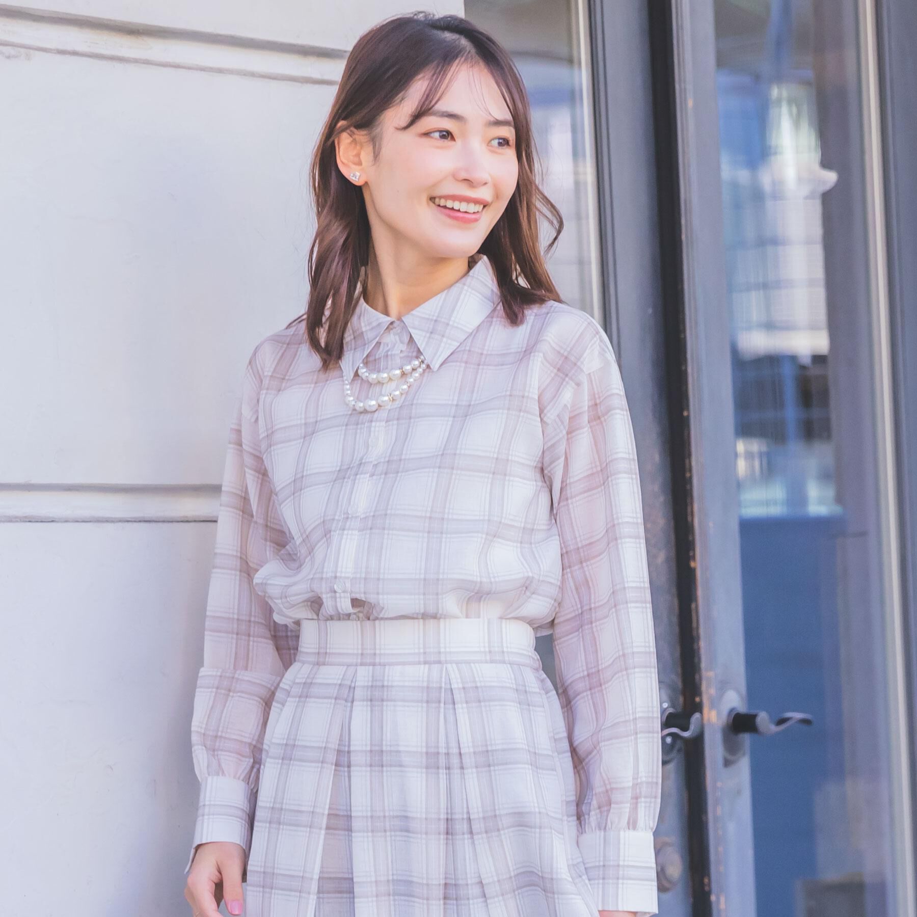 ITS&rsquo;DEMO「【セットアップ可／手洗い可】シアーチェックシャツ」|シャツ・ブラウス|