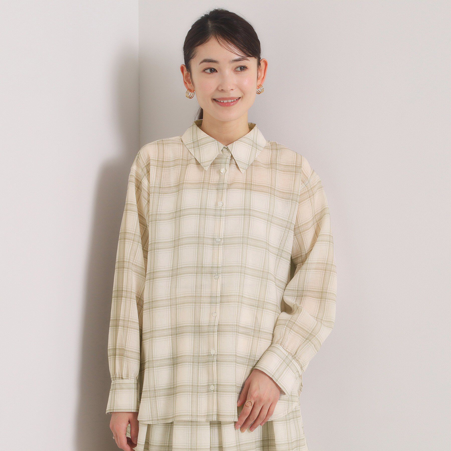 ITS&rsquo;DEMO「【セットアップ可／手洗い可】シアーチェックシャツ」|シャツ・ブラウス|