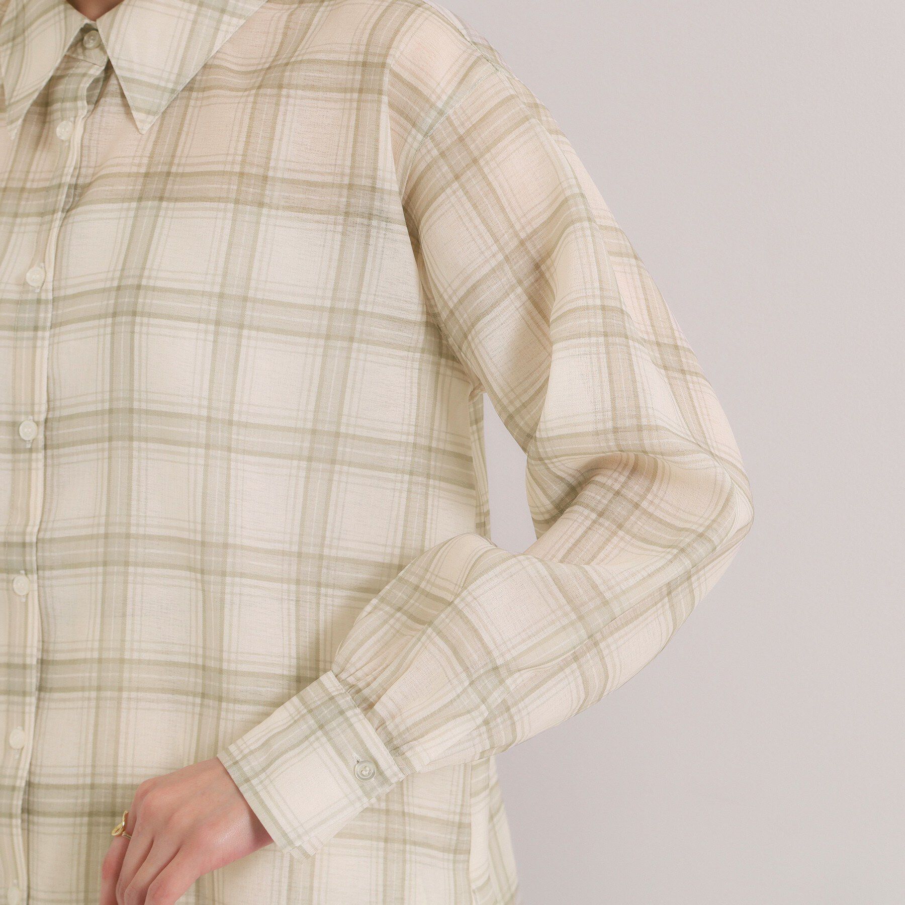 ITS&rsquo;DEMO「【セットアップ可／手洗い可】シアーチェックシャツ」|シャツ・ブラウス|