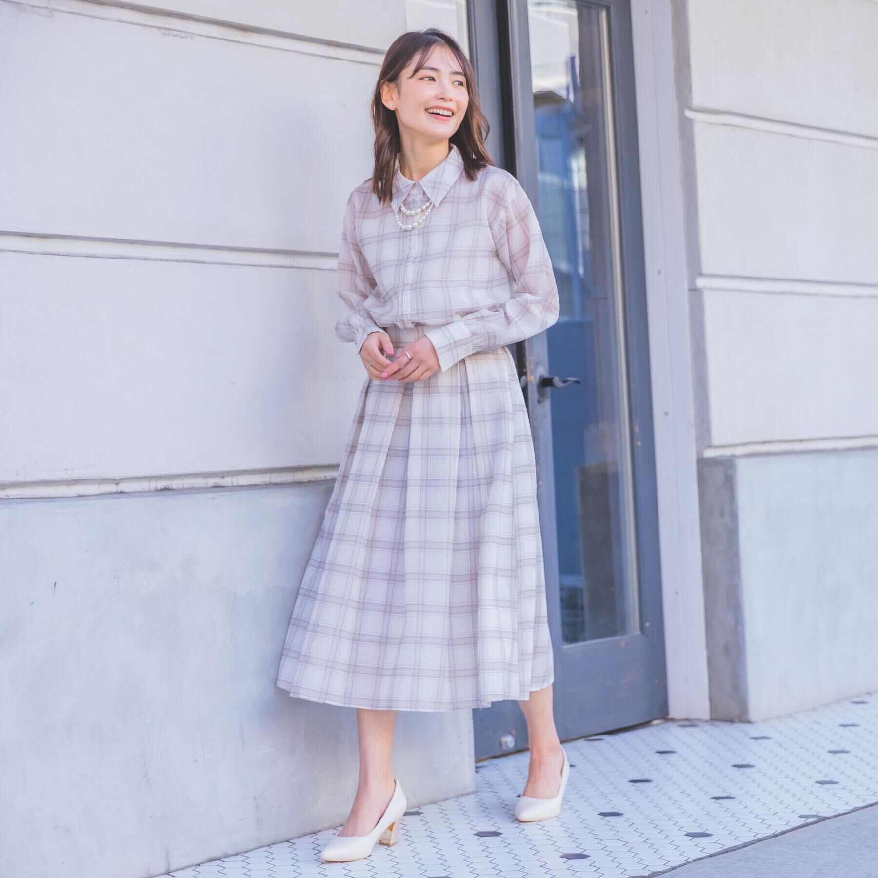 ITS&rsquo;DEMO「【セットアップ可／手洗い可】シアーチェックシャツ」|シャツ・ブラウス|