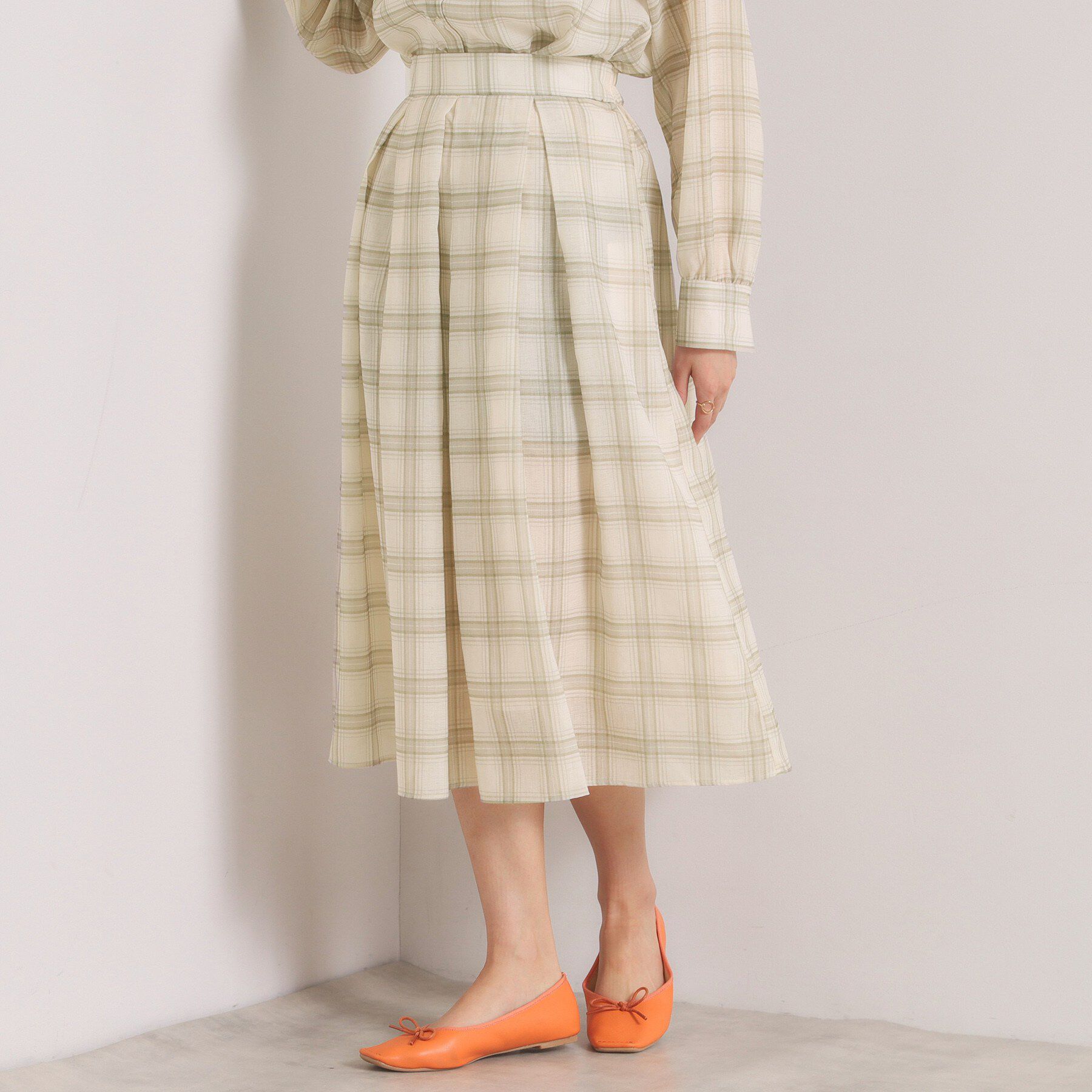 ITS&rsquo;DEMO「【セットアップ可／手洗い可】シアーチェックスカート」|スカート|