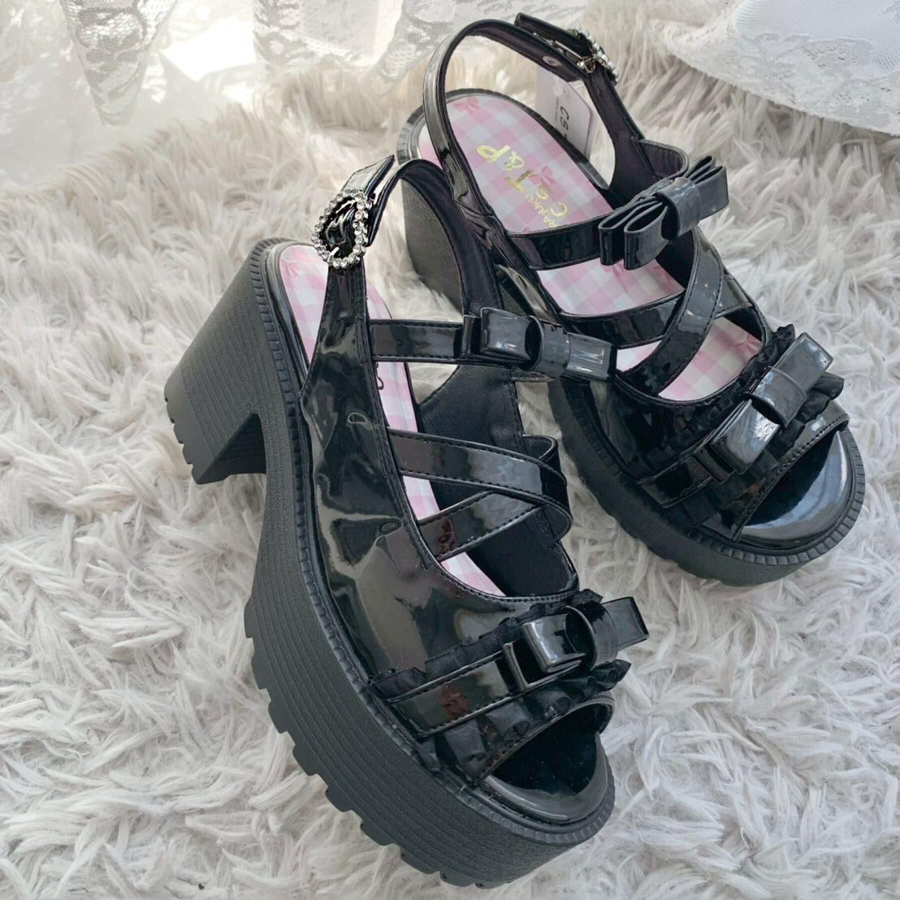 csT&P「厚底レース付きリボンベルトサンダル」|サンダル|