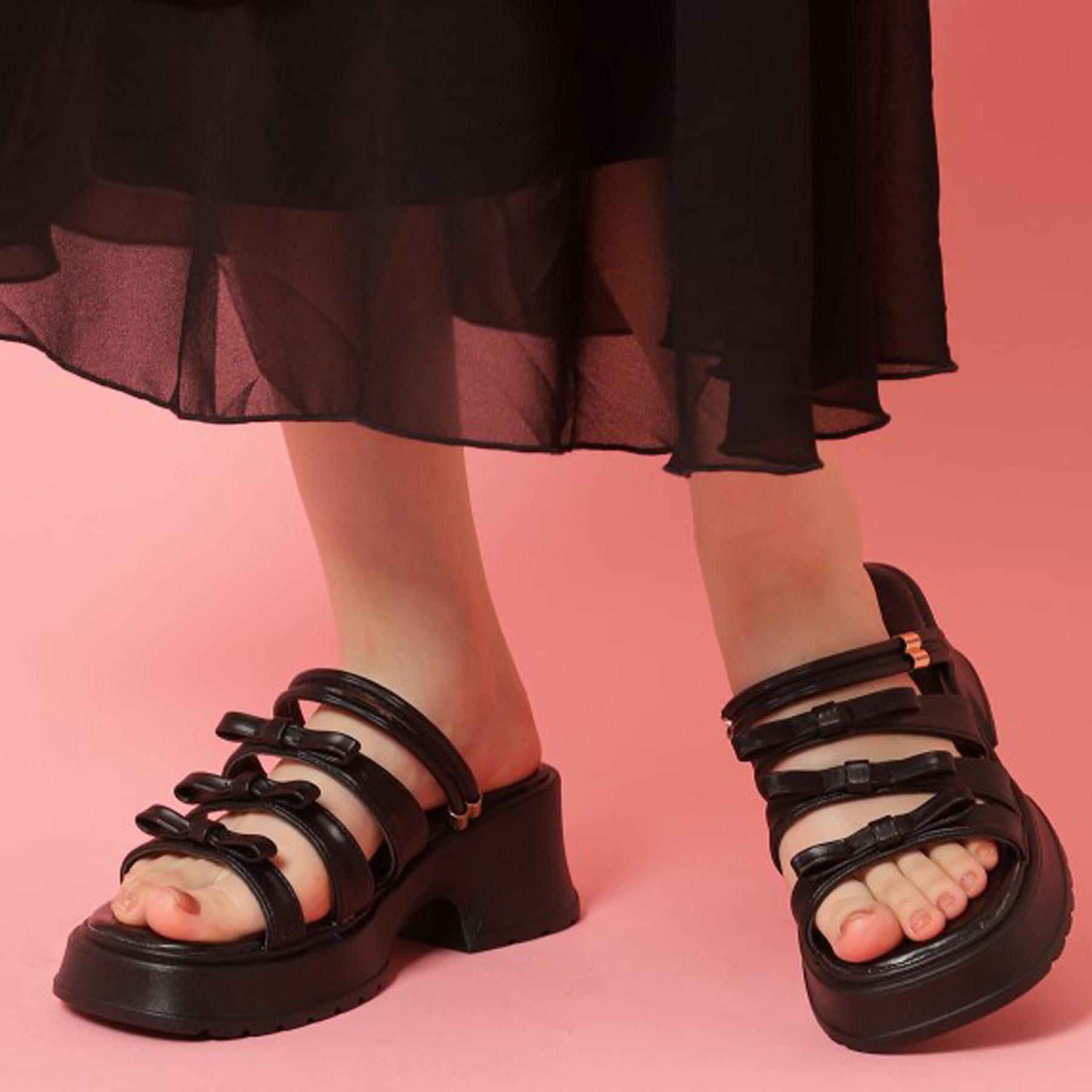 csT&P「3連リボンバレエコアサンダル」|サンダル|