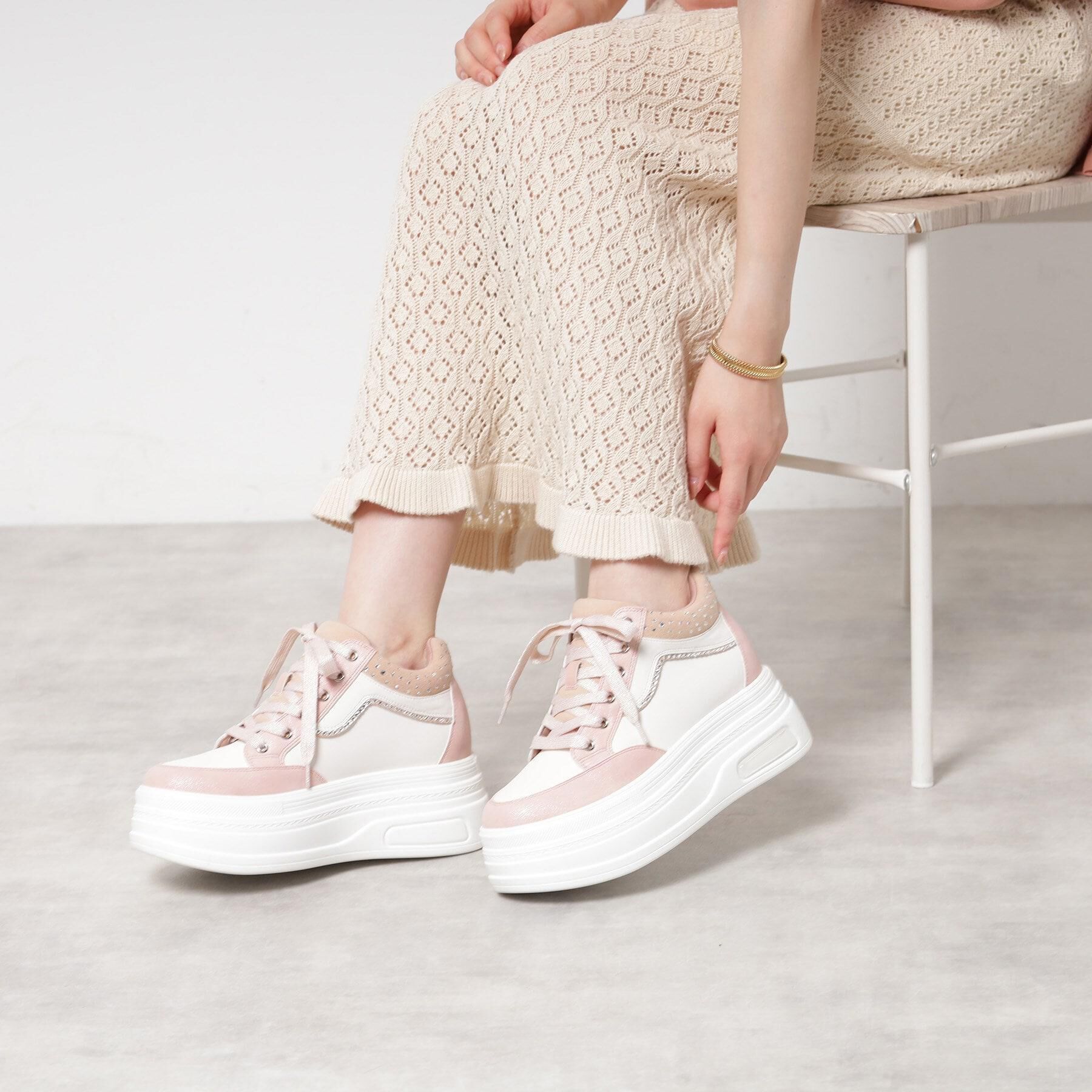 ESPERANZA「きゅんフィットインソールラインストーンスニーカー」|スニーカー|ピンク(072)