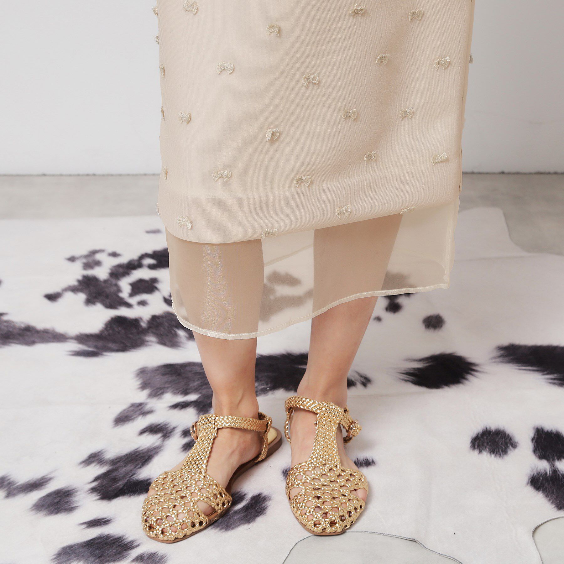 SunaUna「【シアー／ウエストゴム】リボンジャカードスカート」|スカート|