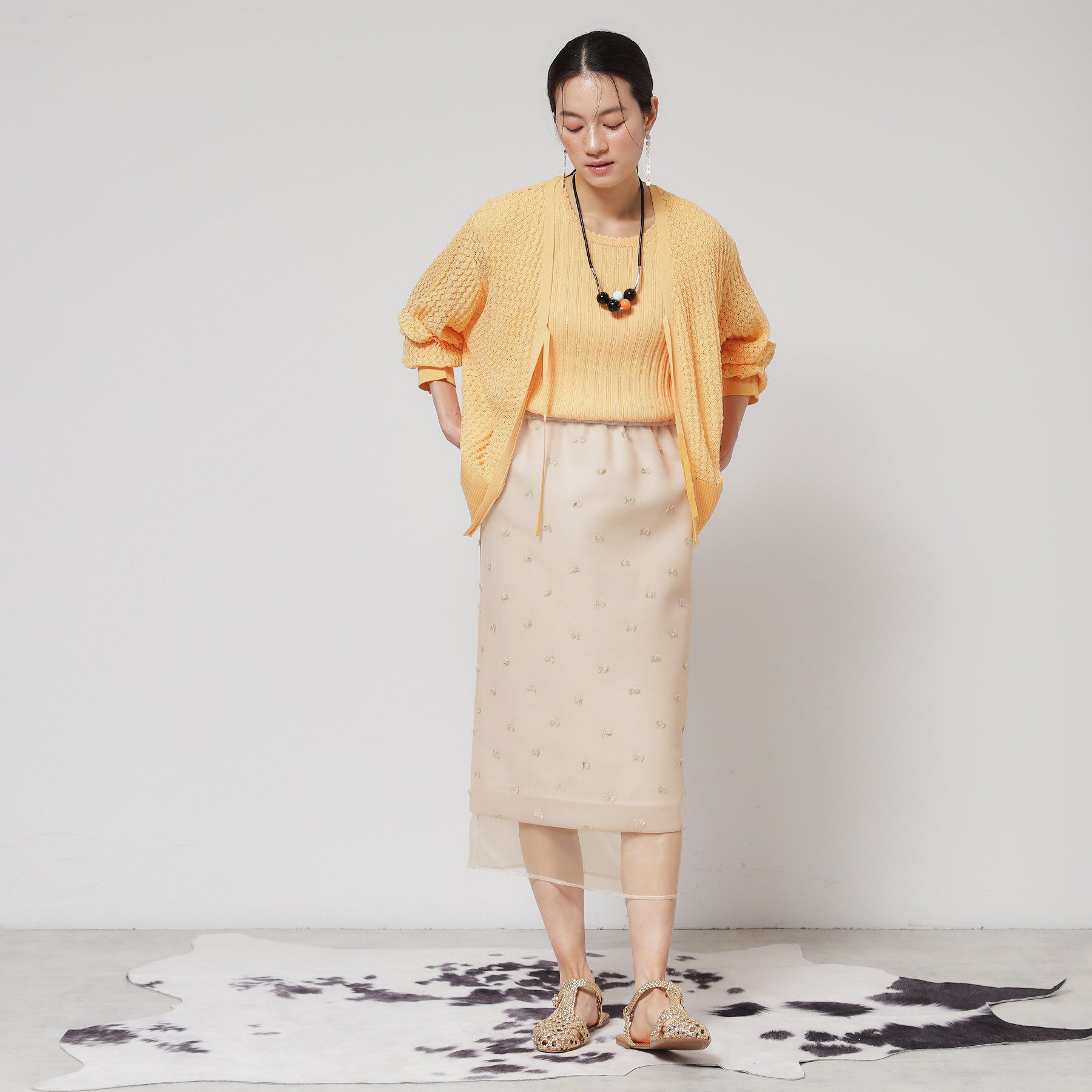 SunaUna「【シアー／ウエストゴム】リボンジャカードスカート」|スカート|