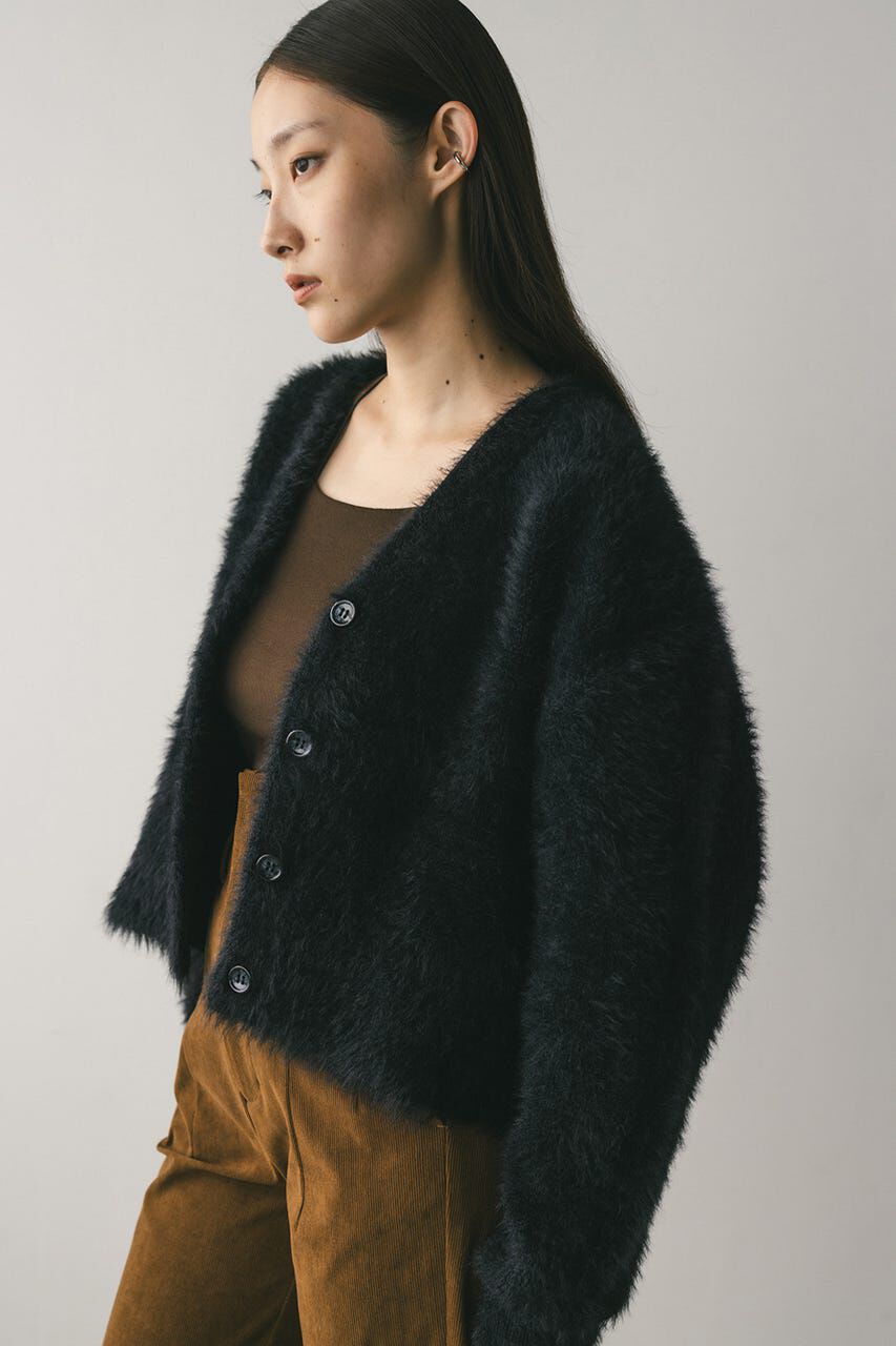 STYLEMIXER「ダブルクロスシャギーニットカーデ」|カーディガン|BLK