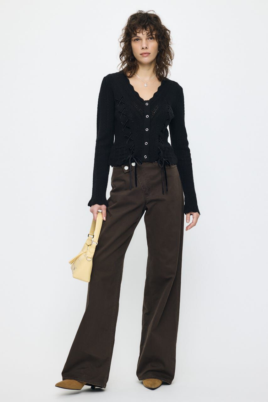 MOUSSY「LACE UP RIBBON カーディガン」|ニット・セーター|