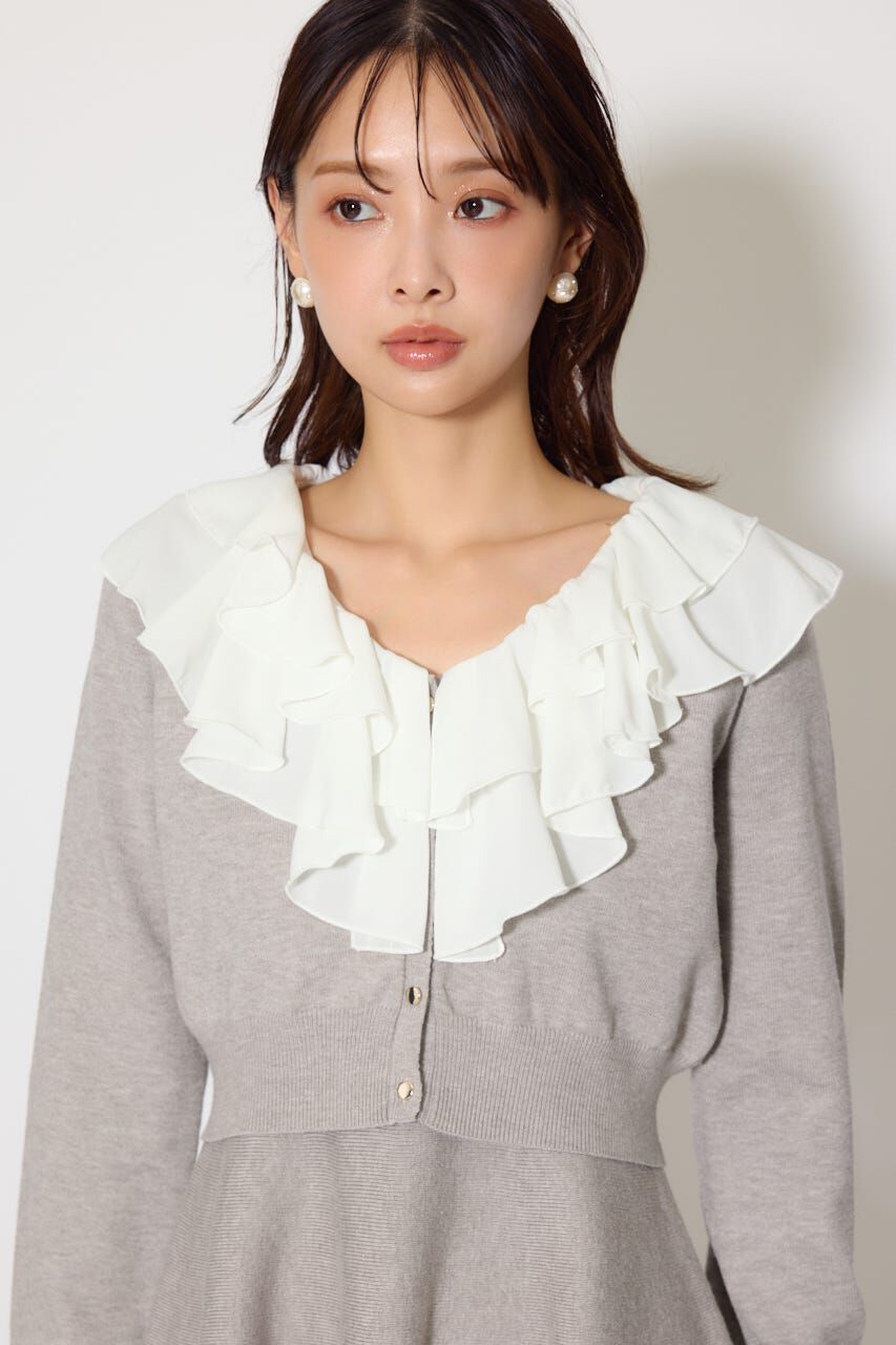 フリルカラーニットカーディガンセットワンピース（rienda）｜ルミネの