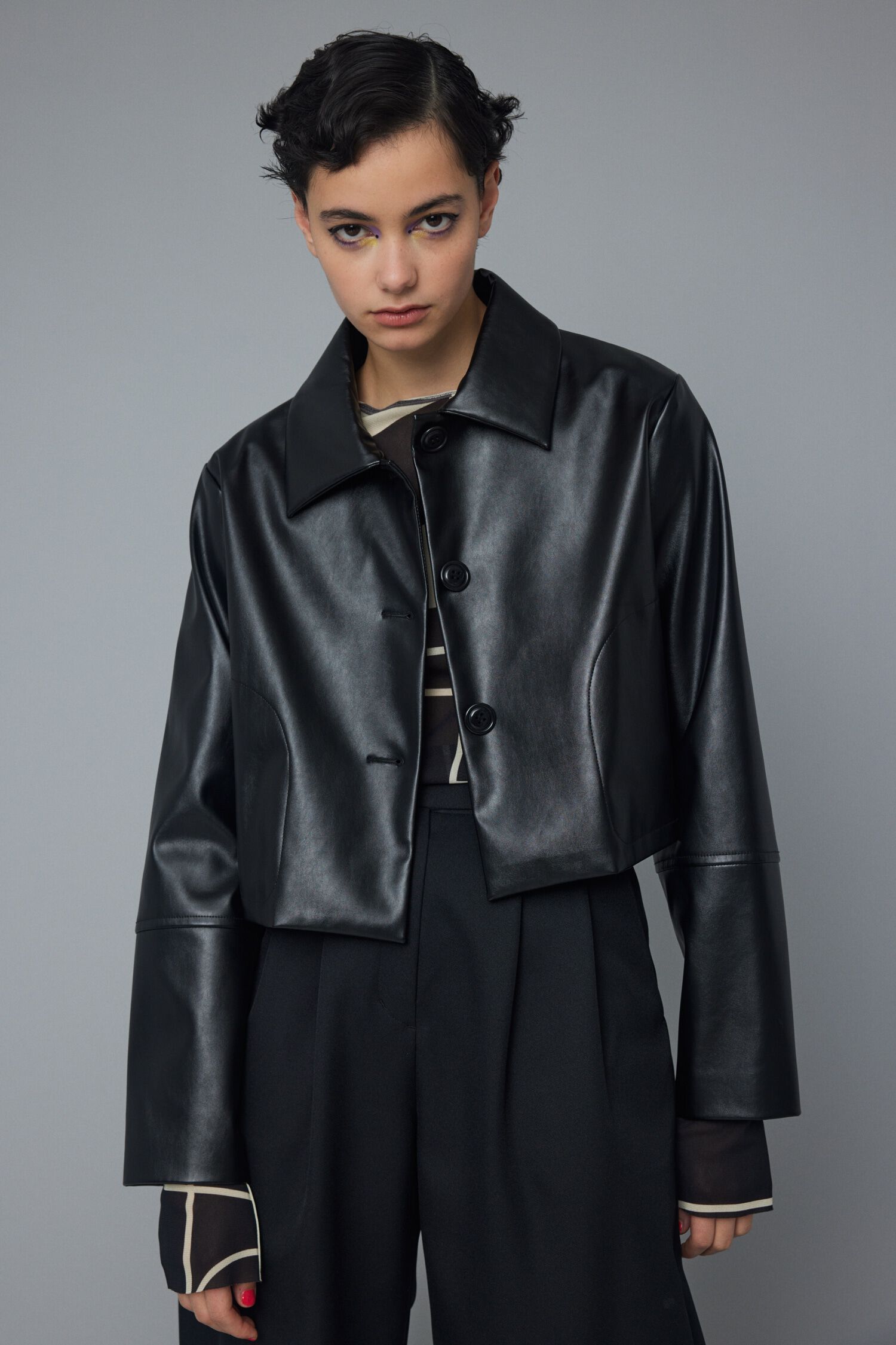 HeRIN.CYE「Fake leather jacket」|その他|BLK