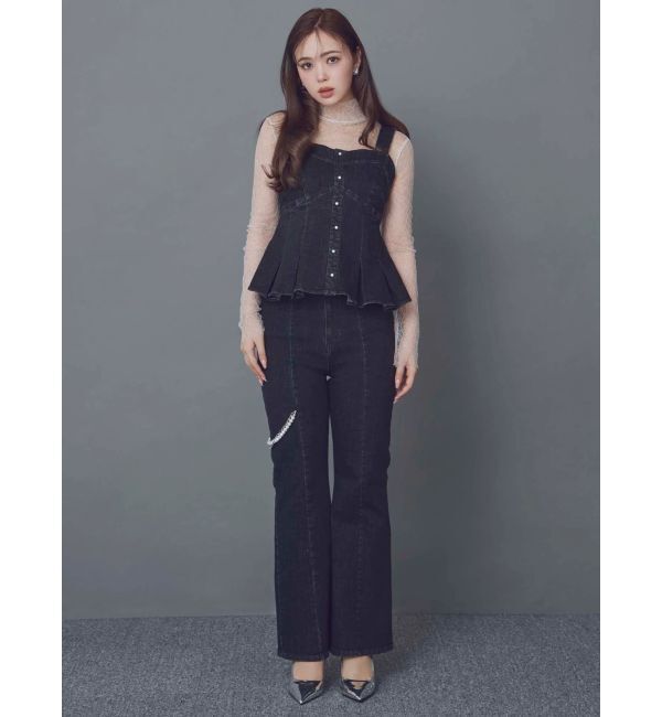 CALNAMUR「パールチェーンフレアデニム」|その他|