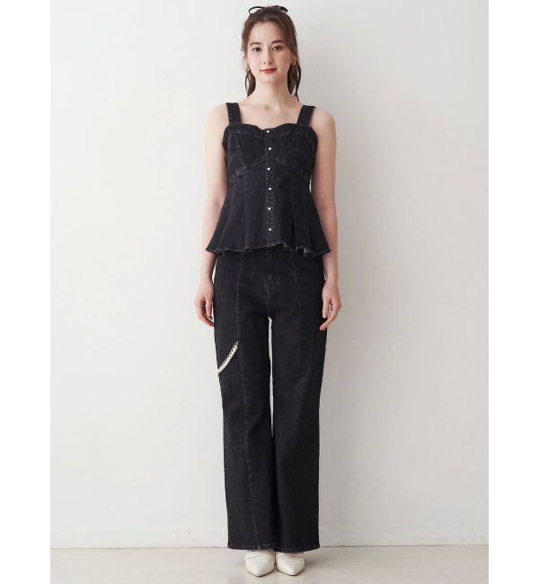 CALNAMUR「パールチェーンフレアデニム」|その他|