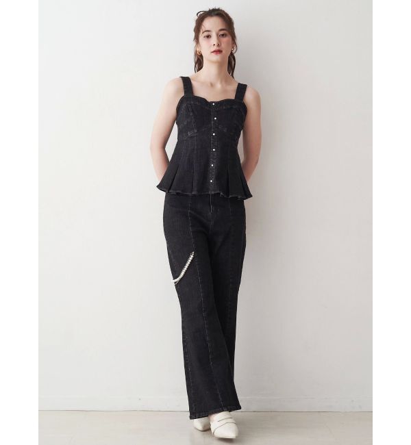 CALNAMUR「パールチェーンフレアデニム」|その他|