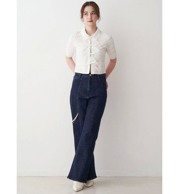 CALNAMUR「パールチェーンフレアデニム」|その他|