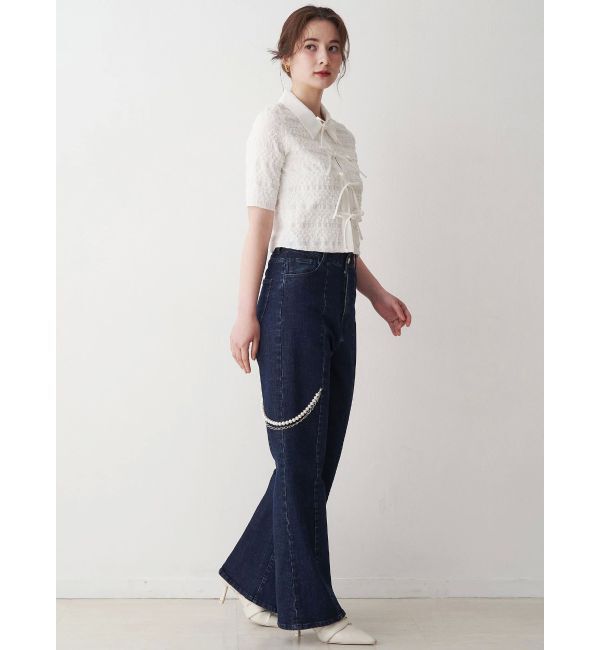 CALNAMUR「パールチェーンフレアデニム」|その他|