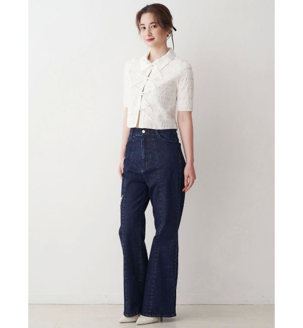 CALNAMUR「パールチェーンフレアデニム」|その他|