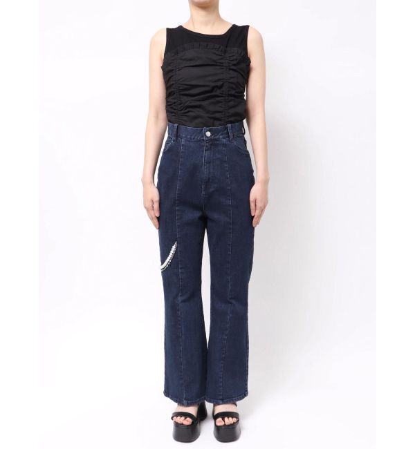 CALNAMUR「パールチェーンフレアデニム」|その他|