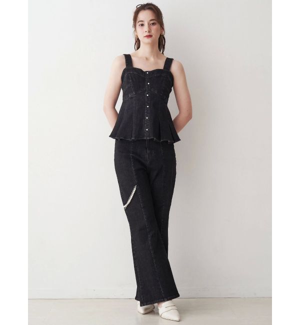 CALNAMUR「パールチェーンフレアデニム」|その他|