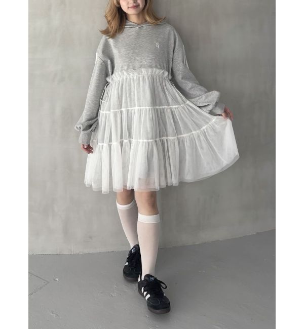 CALNAMUR「2WAYチュールオーバースウェットワンピース」|ワンピース|