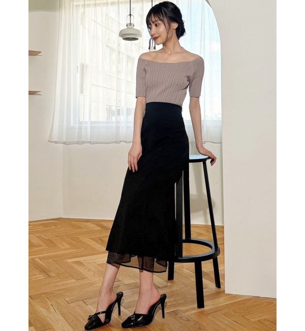 RESEXXY「オフショルリブニットトップス」|ニット・セーター|