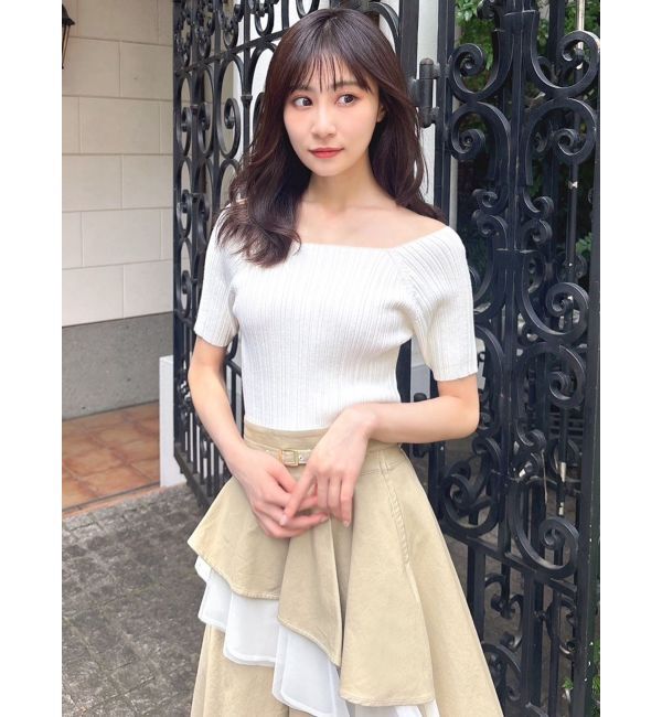 RESEXXY「オフショルリブニットトップス」|ニット・セーター|