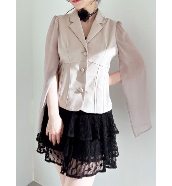 RESEXXY「シアースリーブコルセットジャケット」|テーラードジャケット|ベージュ