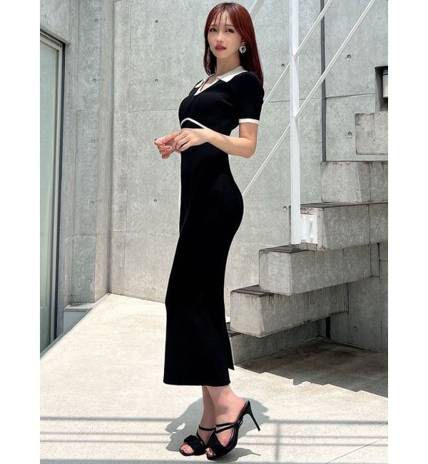 RESEXXY「バイカラーニットポロワンピース」|ワンピース|